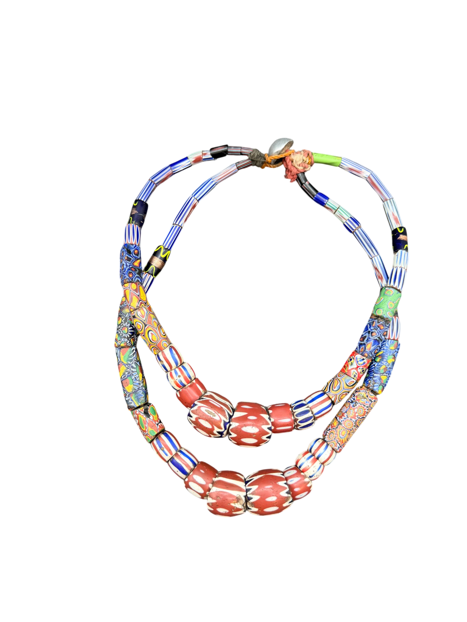 Handmade Venetian Trade Bead Graduated Double Strand Necklace