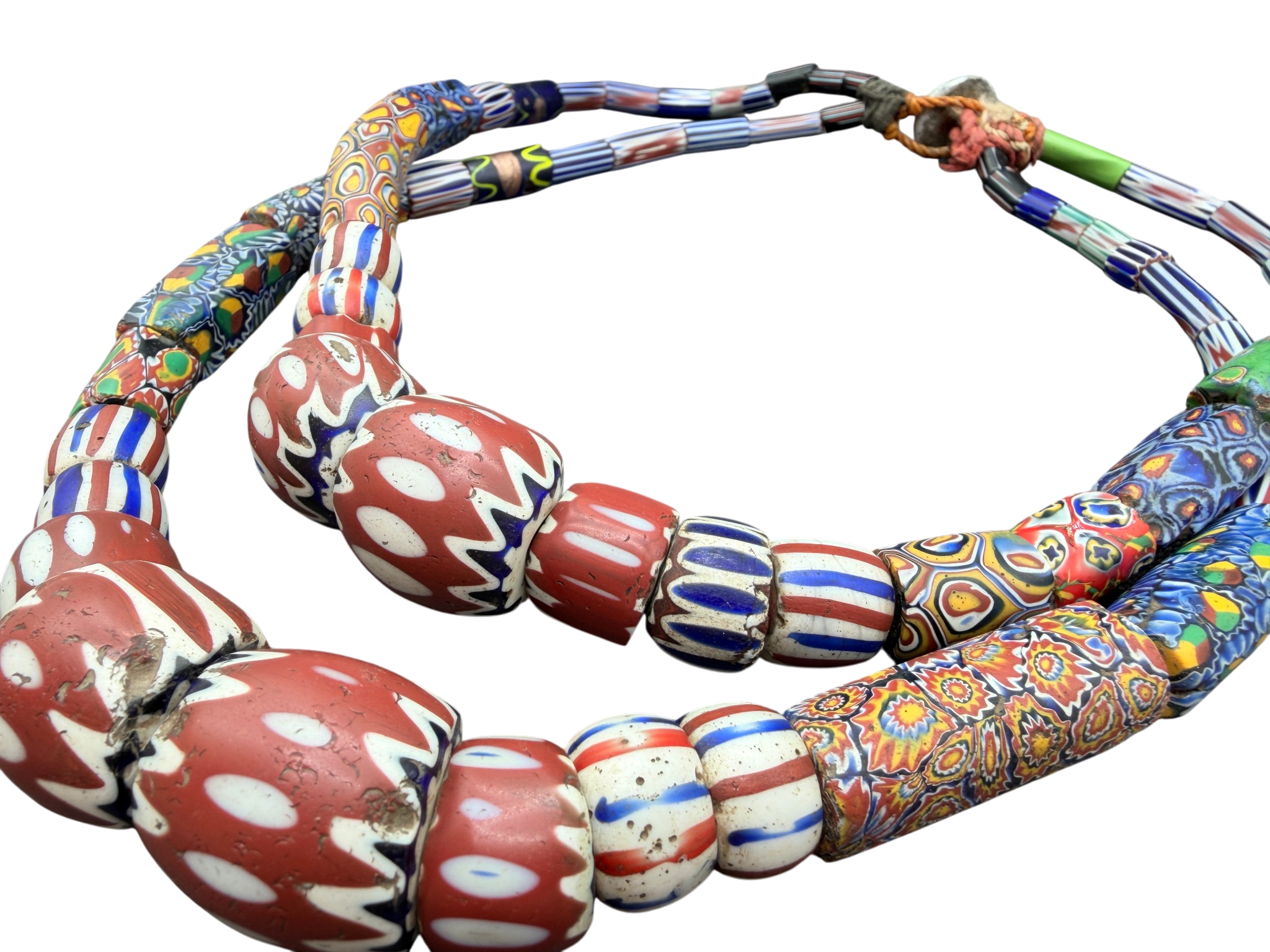 Handmade Venetian Trade Bead Graduated Double Strand Necklace