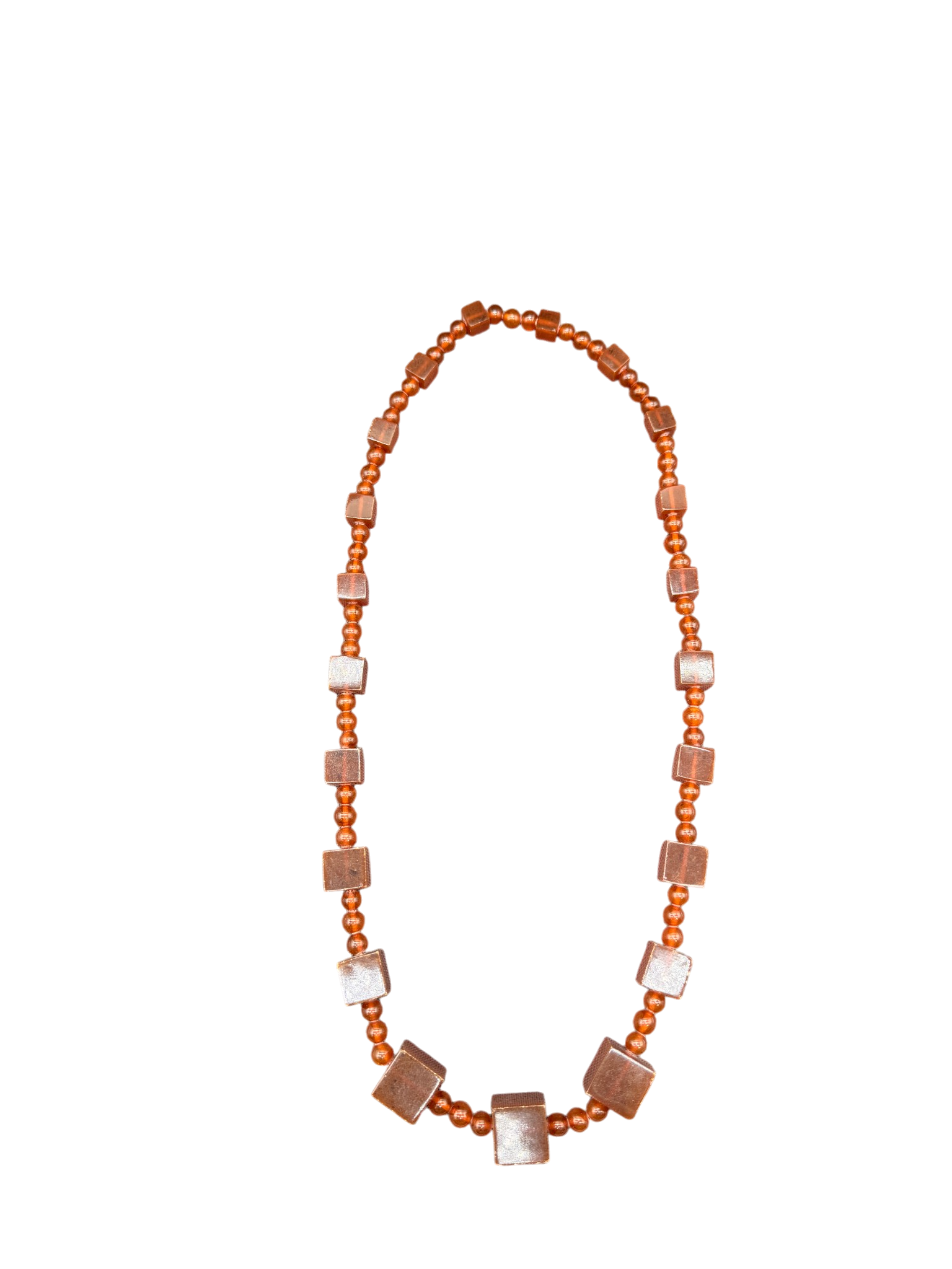 Baltic Amber Graduated Cube and Sphere Beaded Necklace