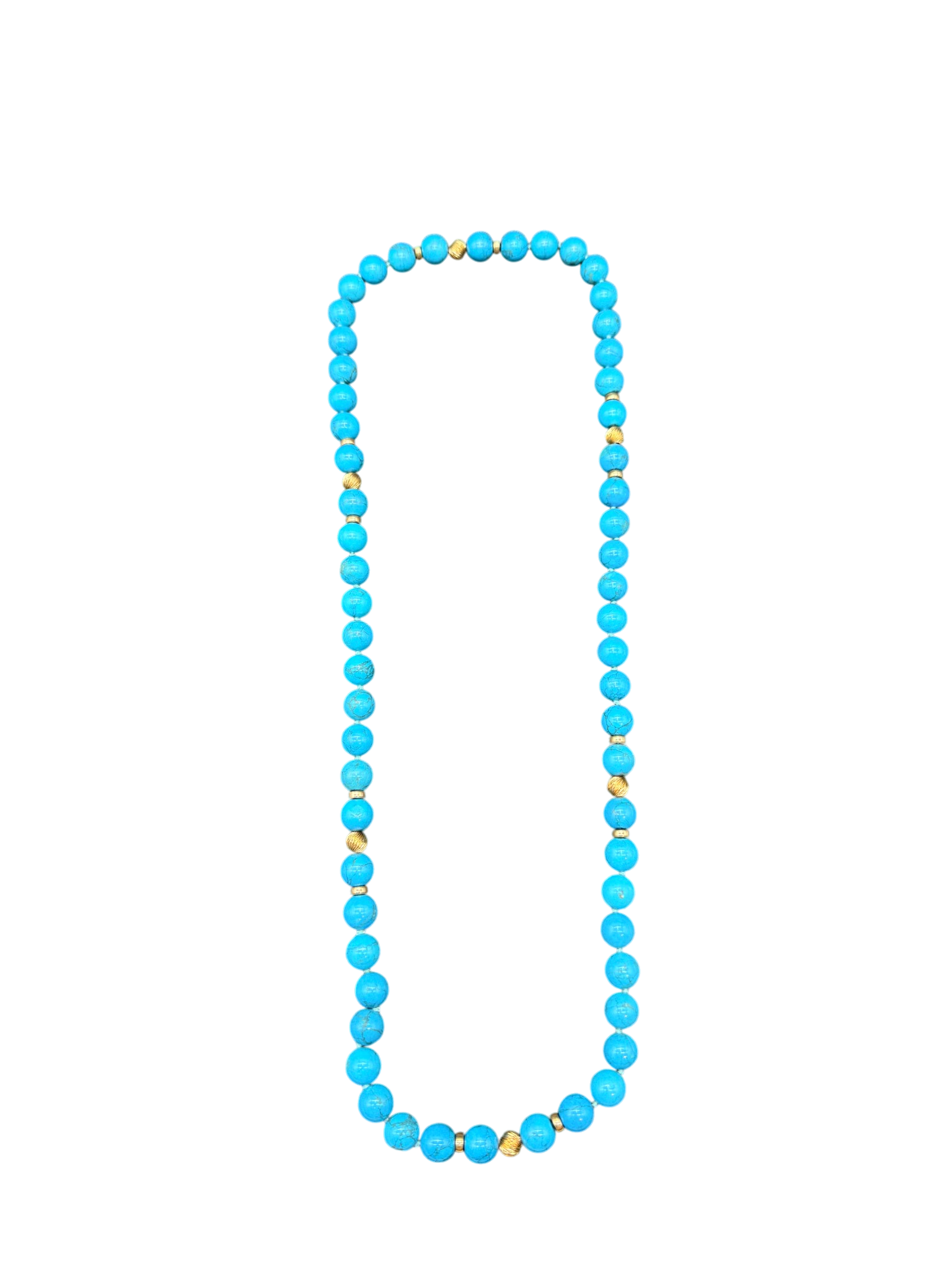 Howlite Hand-Knotted Beaded Necklace with 14K Gold Spacers