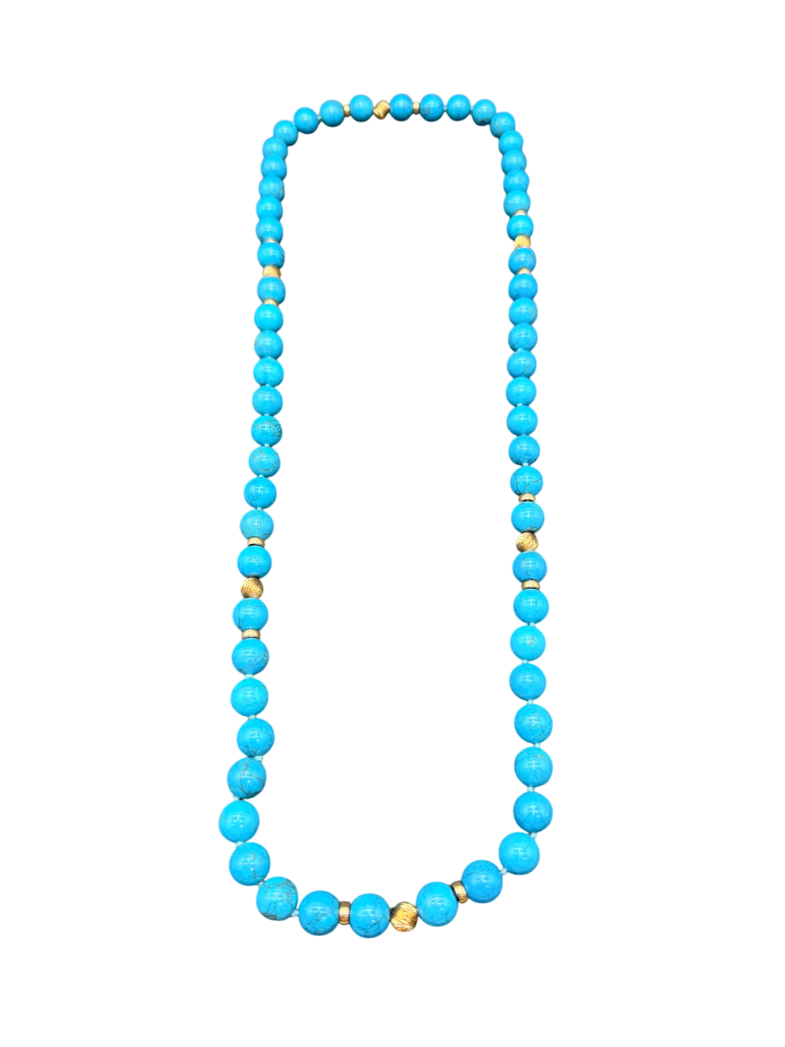Howlite Hand-Knotted Beaded Necklace with 14K Gold Spacers