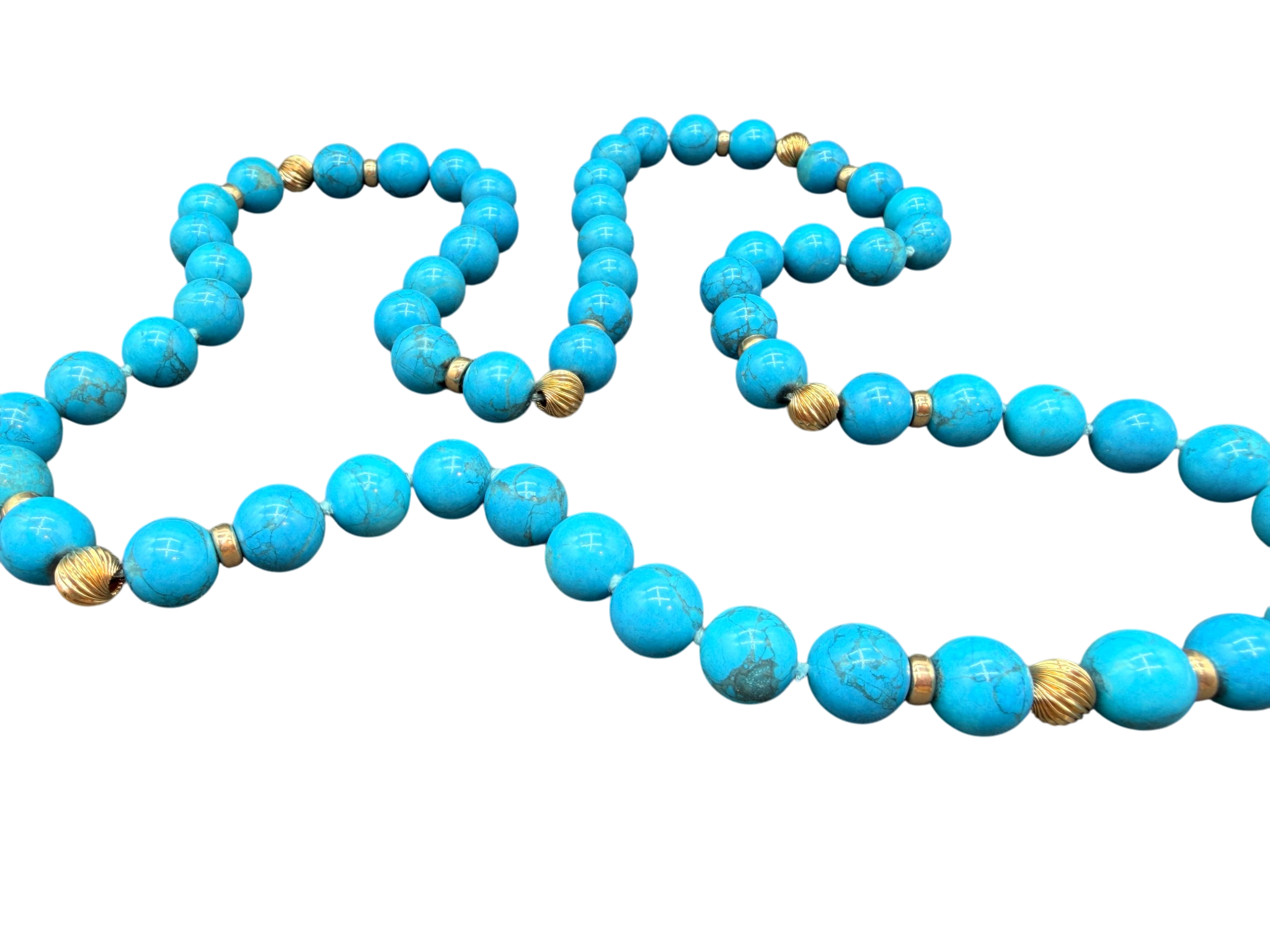 Howlite Hand-Knotted Beaded Necklace with 14K Gold Spacers