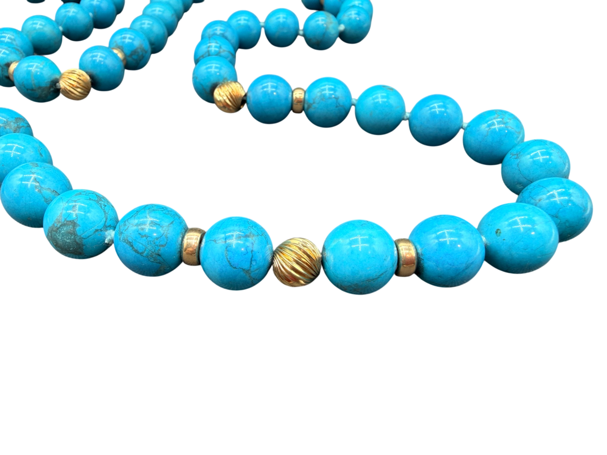 Howlite Hand-Knotted Beaded Necklace with 14K Gold Spacers