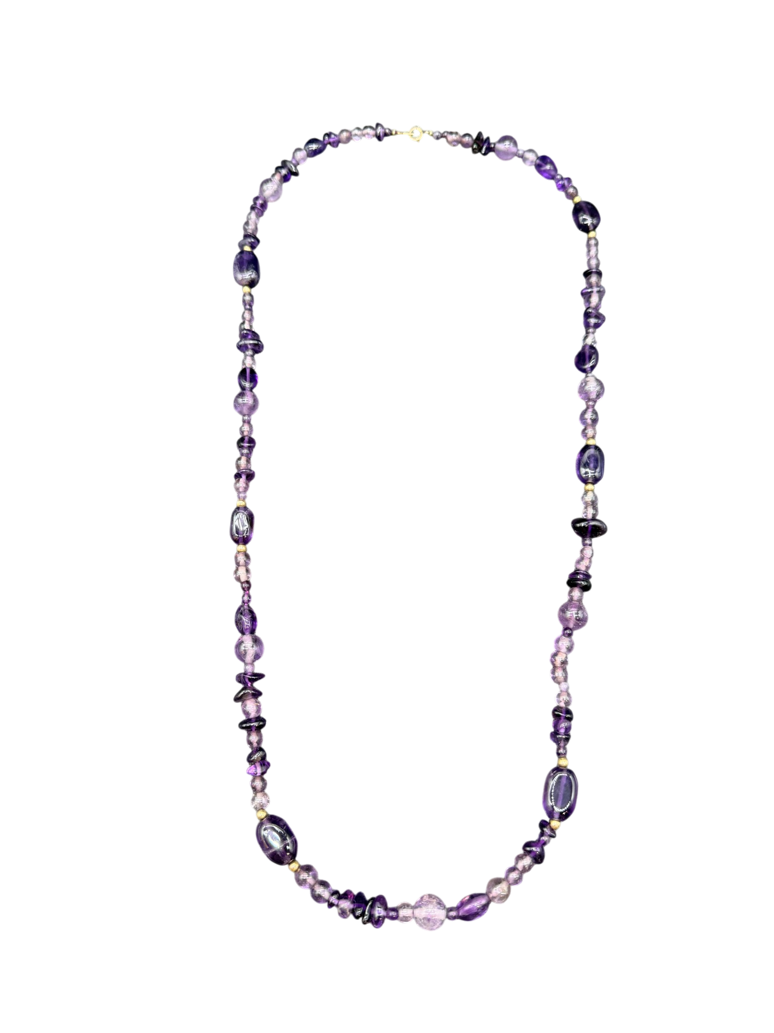 Amethyst Beaded Necklace with Mixed Shapes and Stones