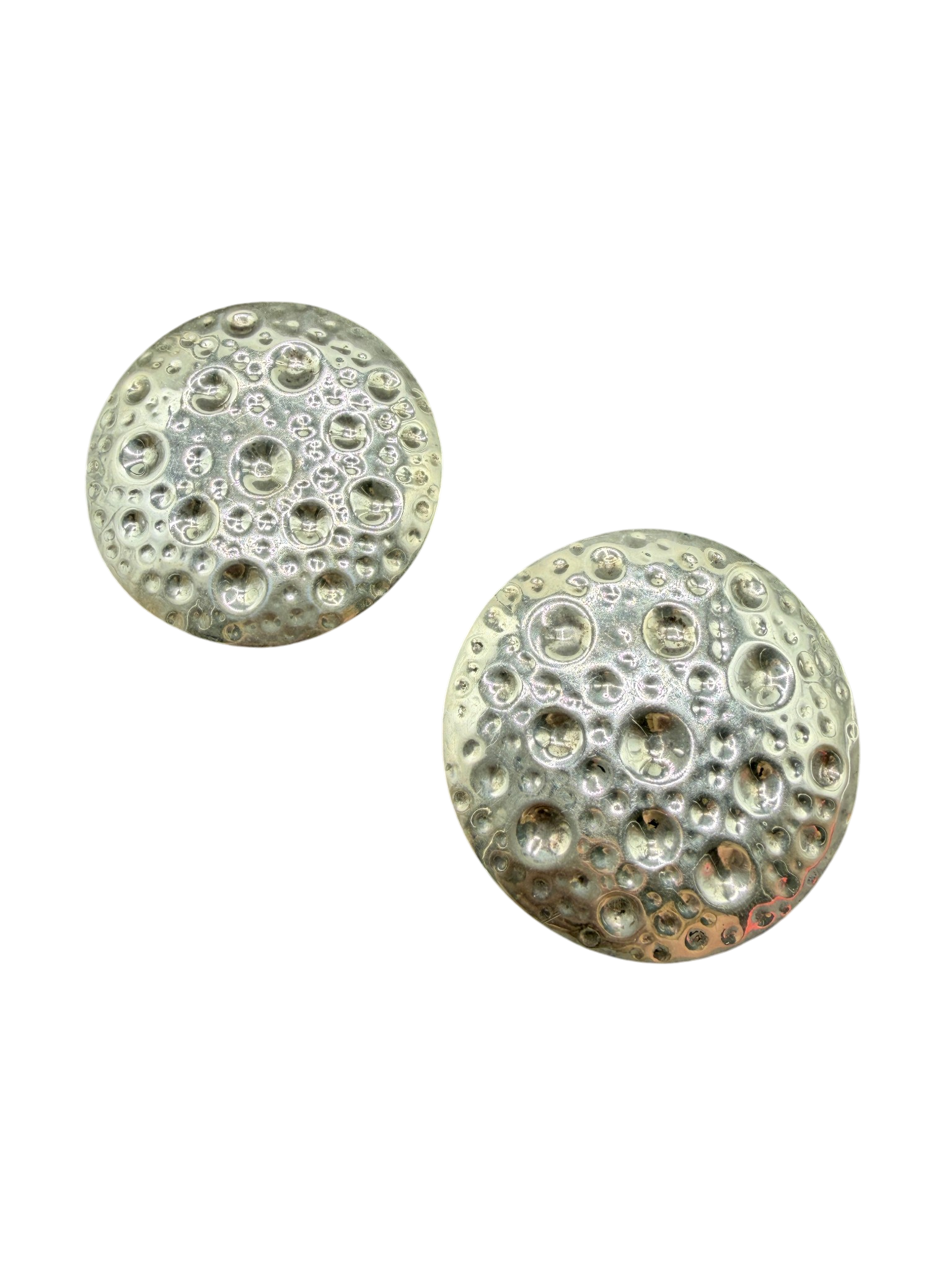 1970s Ruth Berridge MCM Sterling Silver Moon Disc Modernist Earrings