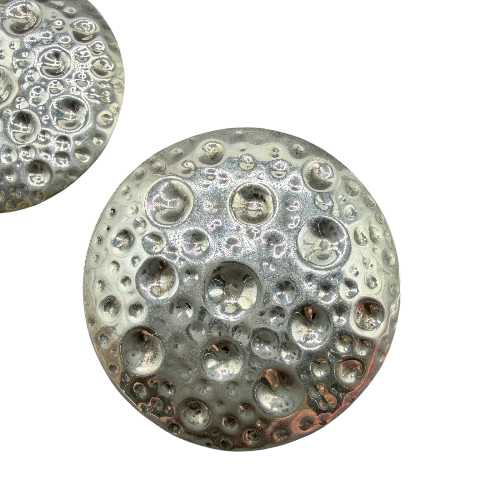 1970s Ruth Berridge MCM Sterling Silver Moon Disc Modernist Earrings