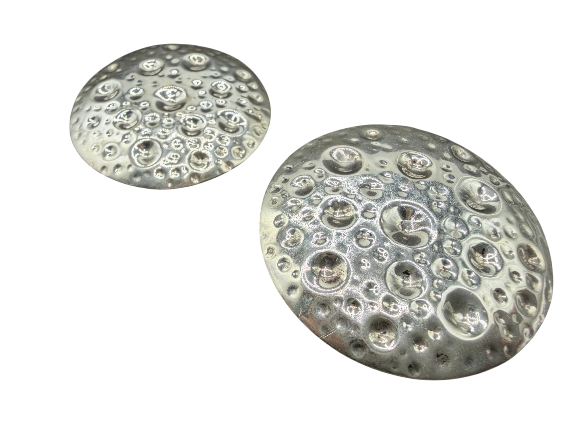 1970s Ruth Berridge MCM Sterling Silver Moon Disc Modernist Earrings