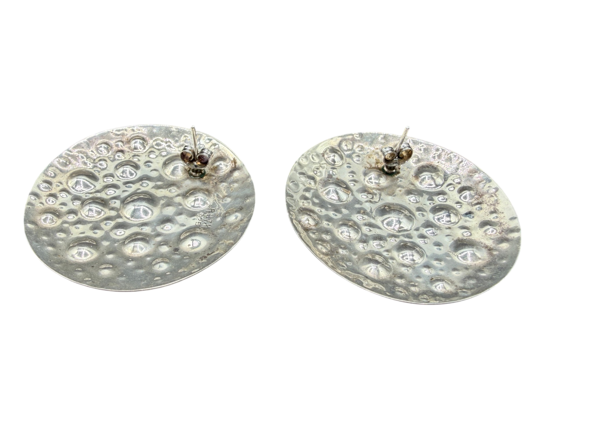1970s Ruth Berridge MCM Sterling Silver Moon Disc Modernist Earrings