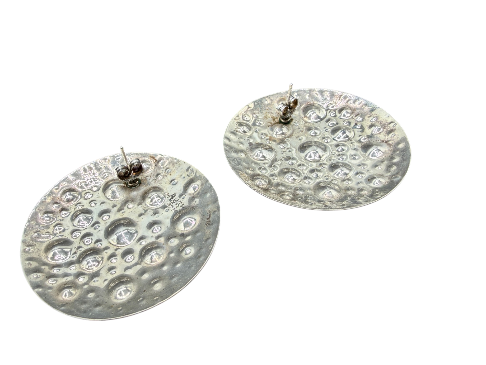 1970s Ruth Berridge MCM Sterling Silver Moon Disc Modernist Earrings