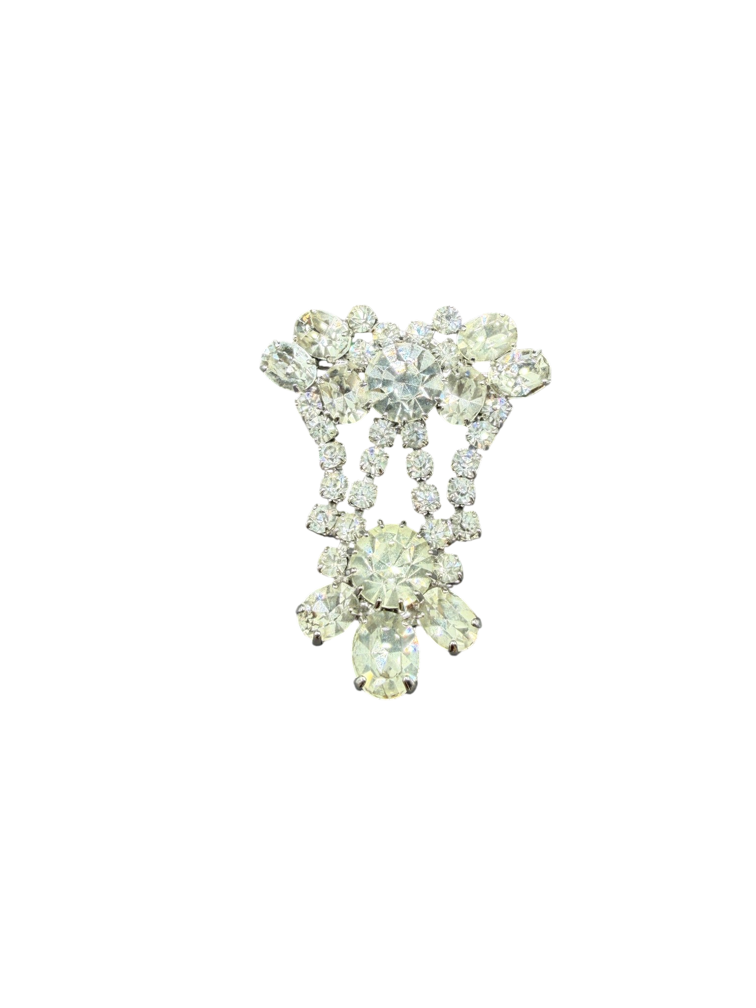 Vintage 1950s Austrian Crystal Cluster Dangle Brooch