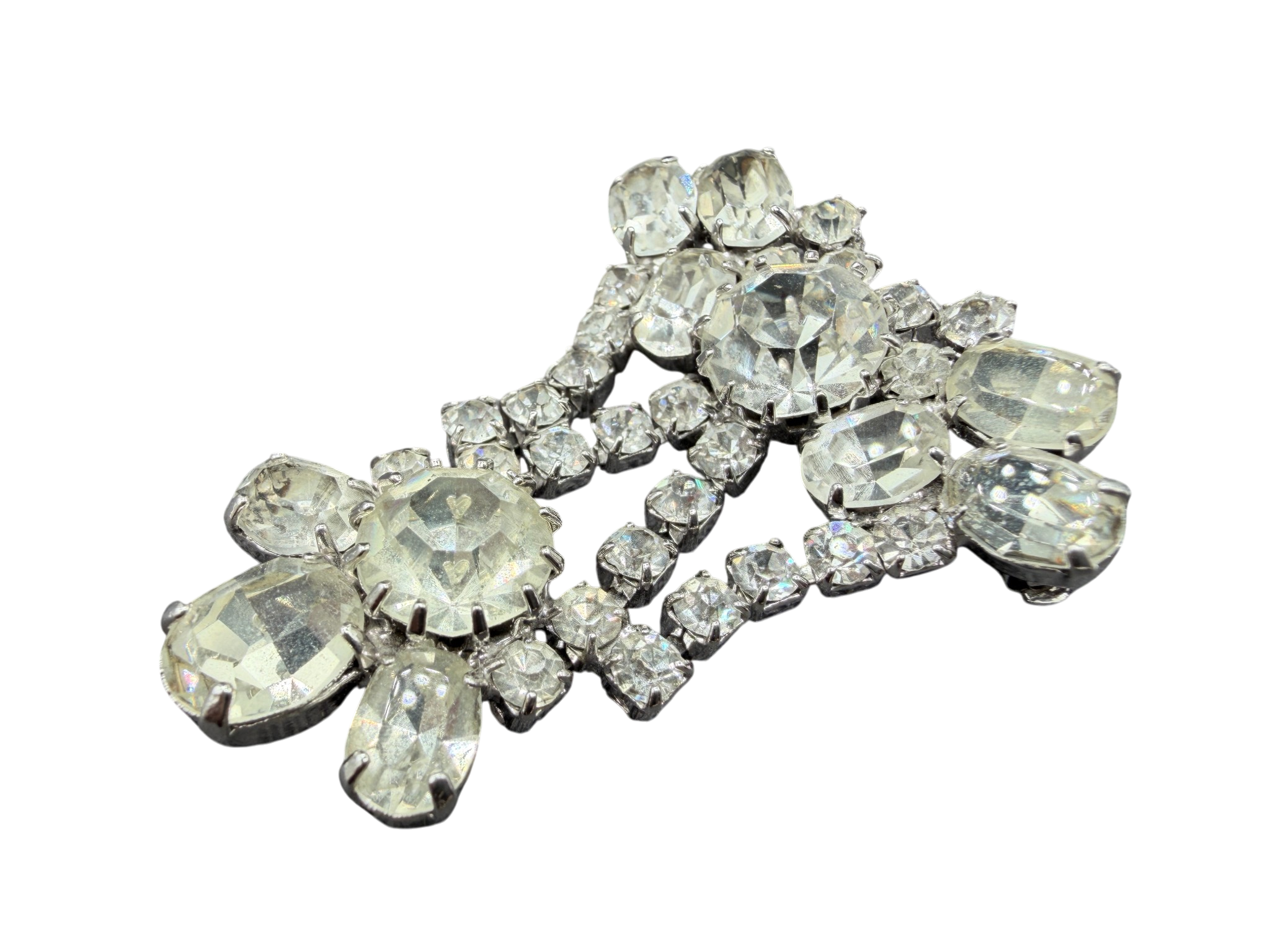 Vintage 1950s Austrian Crystal Cluster Dangle Brooch