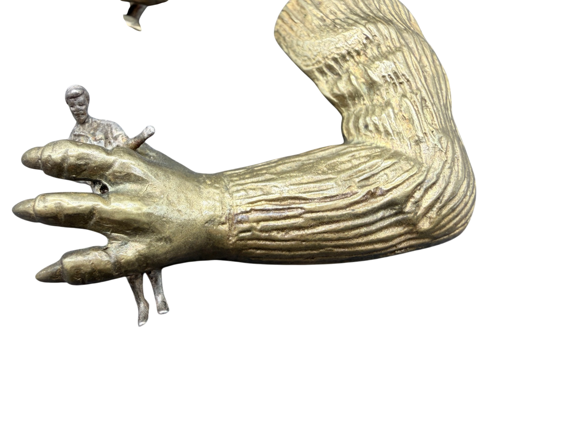 RARE 1970s Linda Hesh Figural “Monster Arm” Earrings with Miniature Figure
