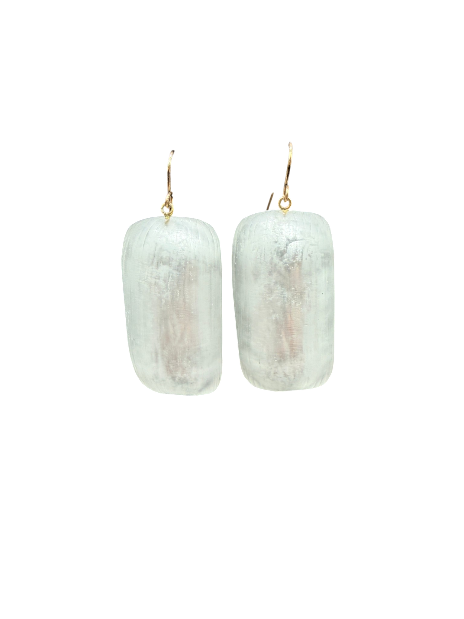 1980s Alexis Bittar Pearl Finish Rectangular Drop Earrings