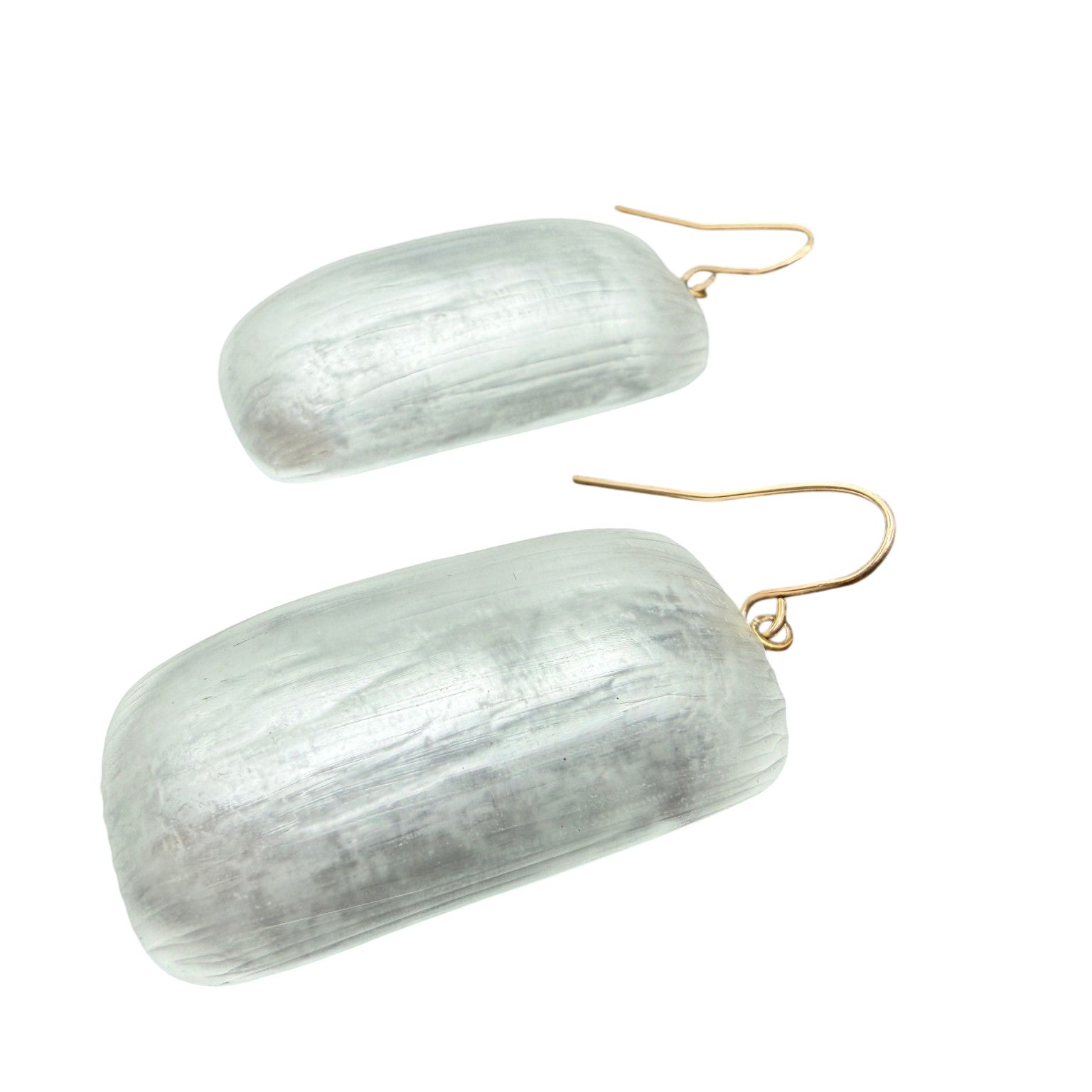 1980s Alexis Bittar Pearl Finish Rectangular Drop Earrings