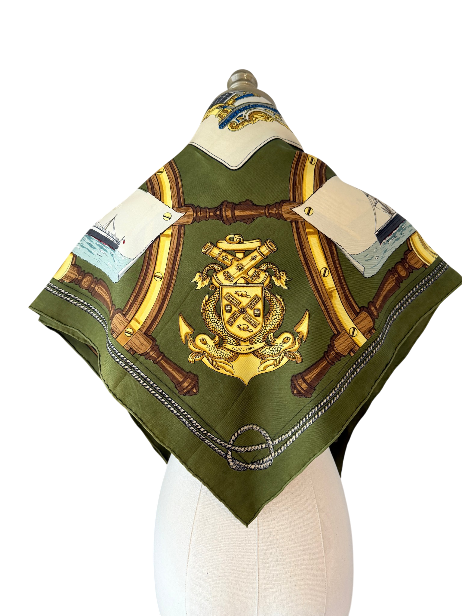 1962 Authentic Hermès “Le France” Silk Scarf by Christiane Vauzelles