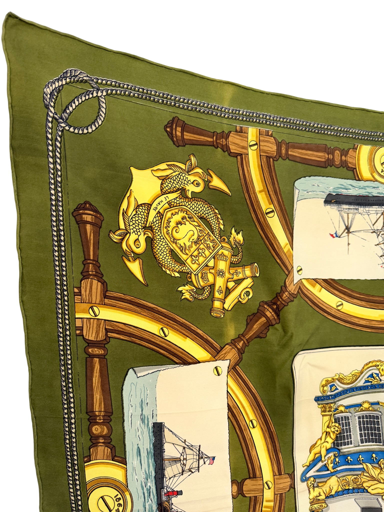 1962 Authentic Hermès “Le France” Silk Scarf by Christiane Vauzelles