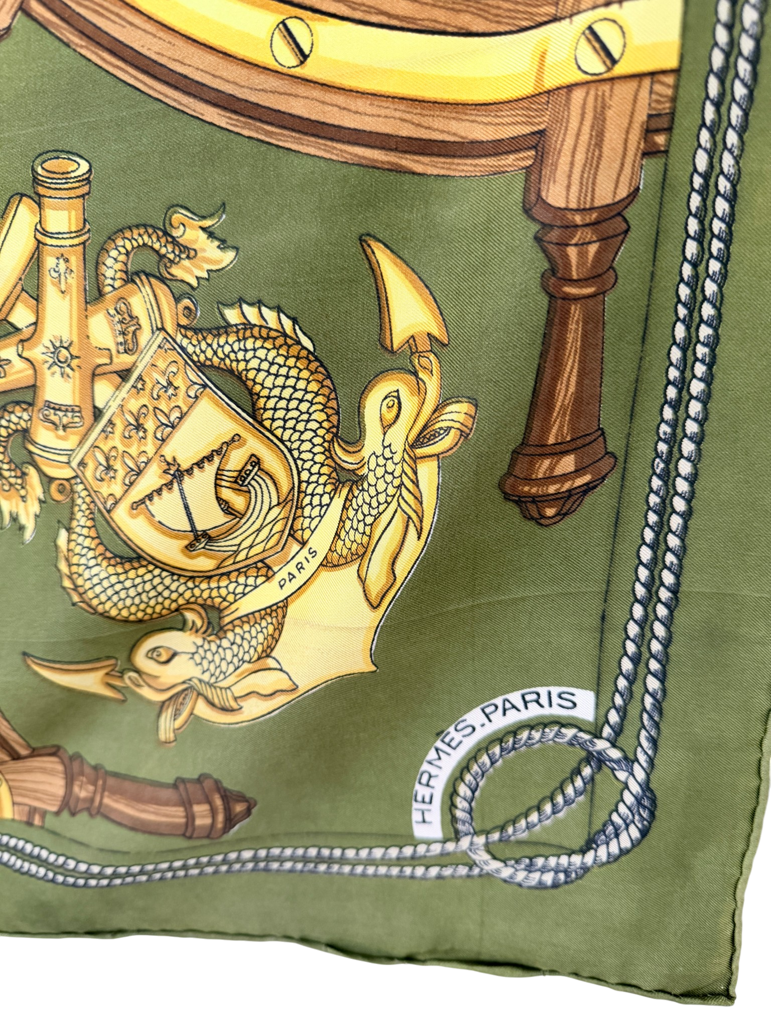 1962 Authentic Hermès “Le France” Silk Scarf by Christiane Vauzelles
