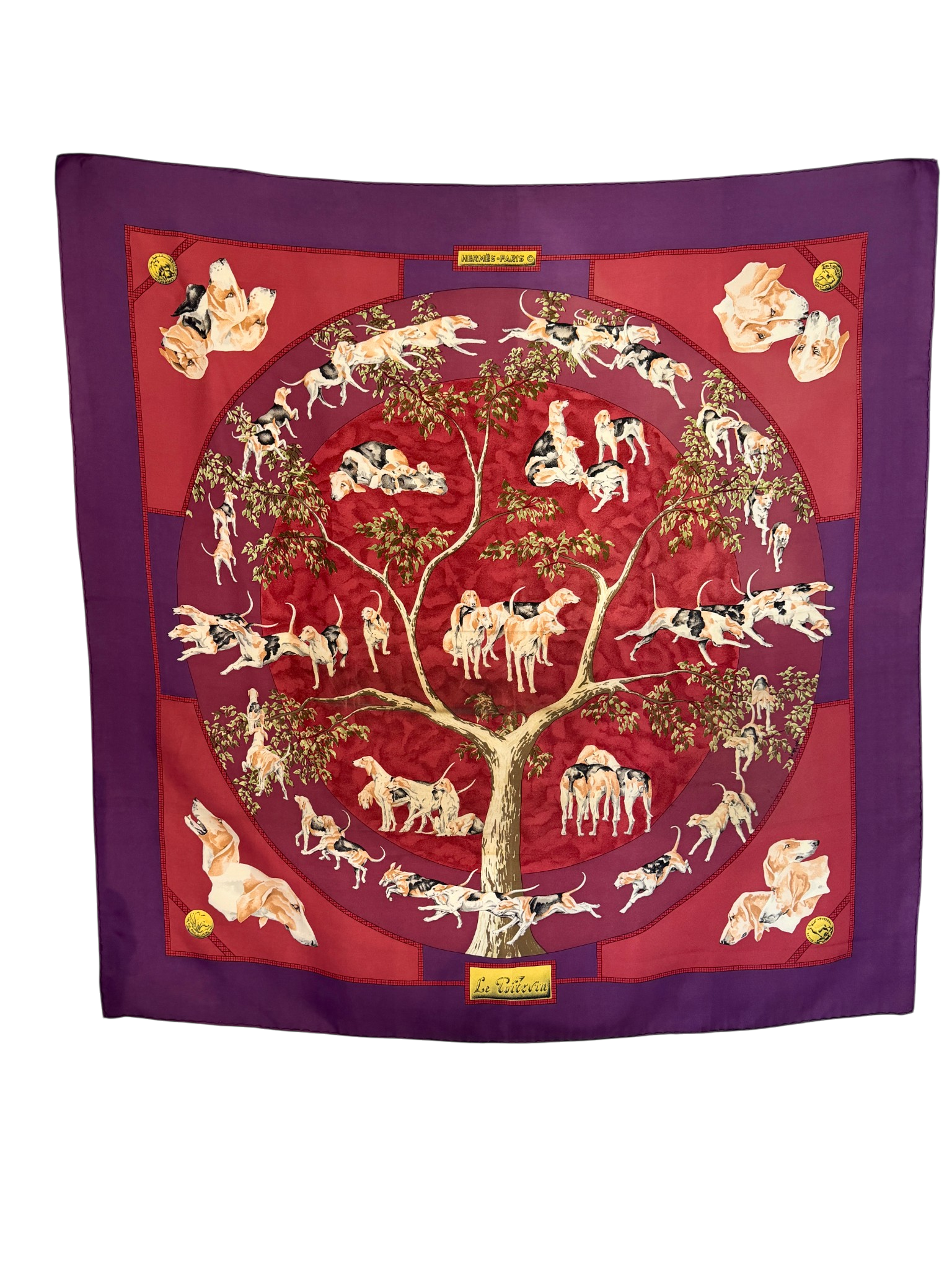 1984 Authentic Hermès “Le Poitevin” Silk Scarf by Hubert de Watrigant