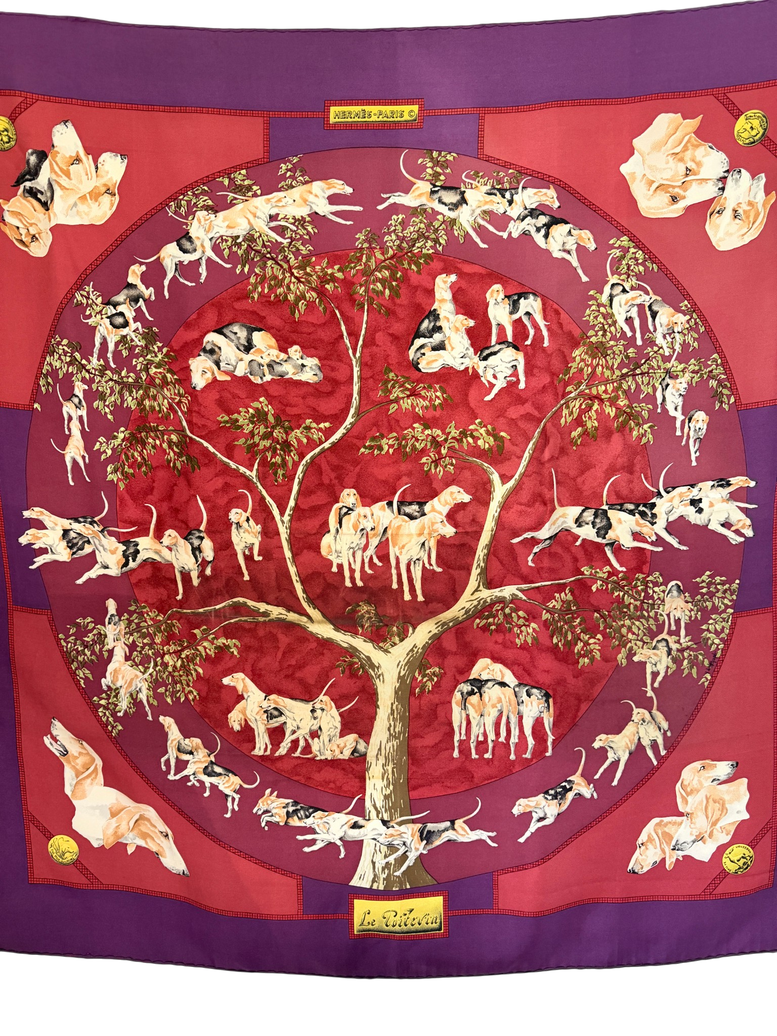 1984 Authentic Hermès “Le Poitevin” Silk Scarf by Hubert de Watrigant