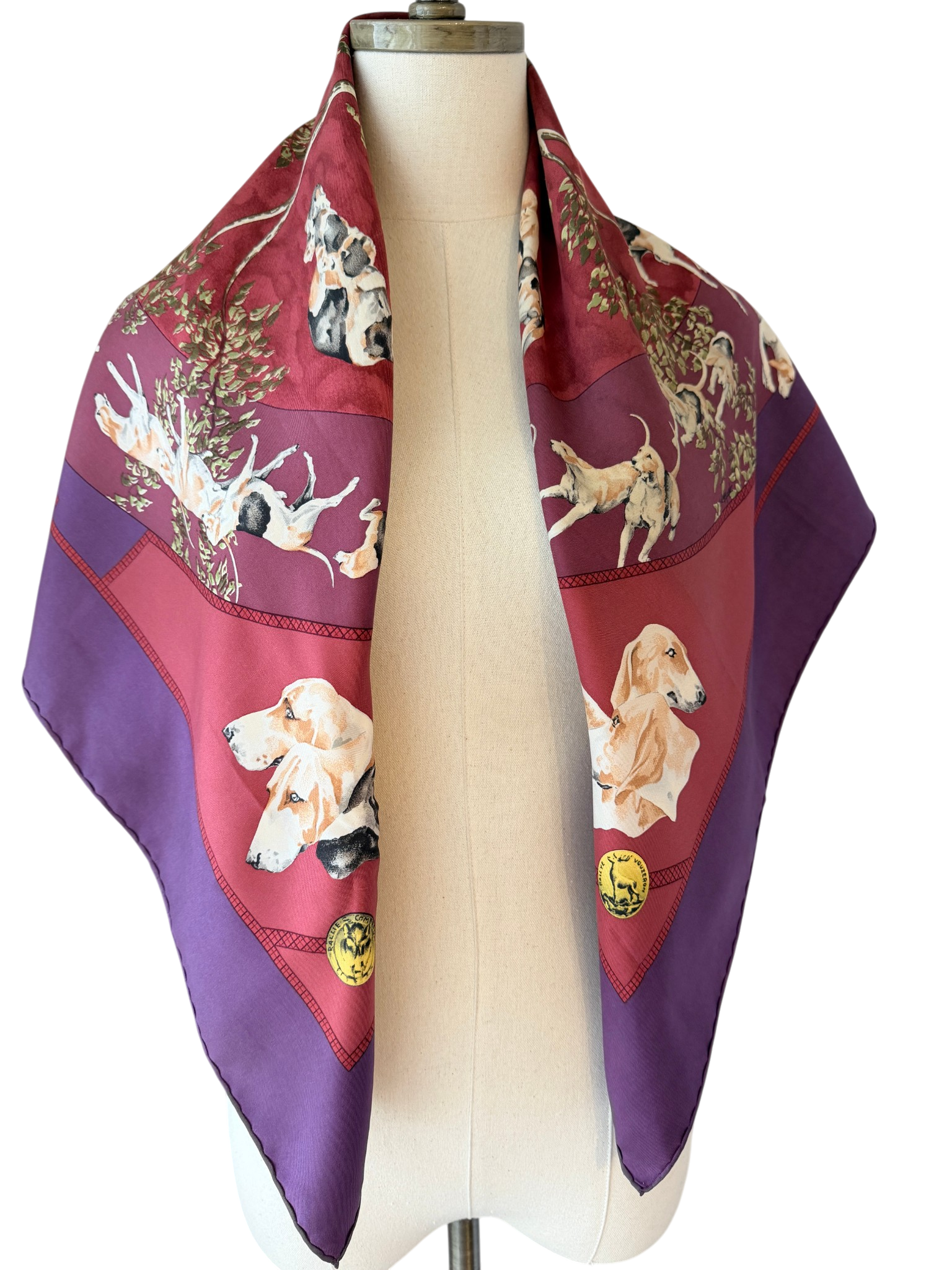 1984 Authentic Hermès “Le Poitevin” Silk Scarf by Hubert de Watrigant