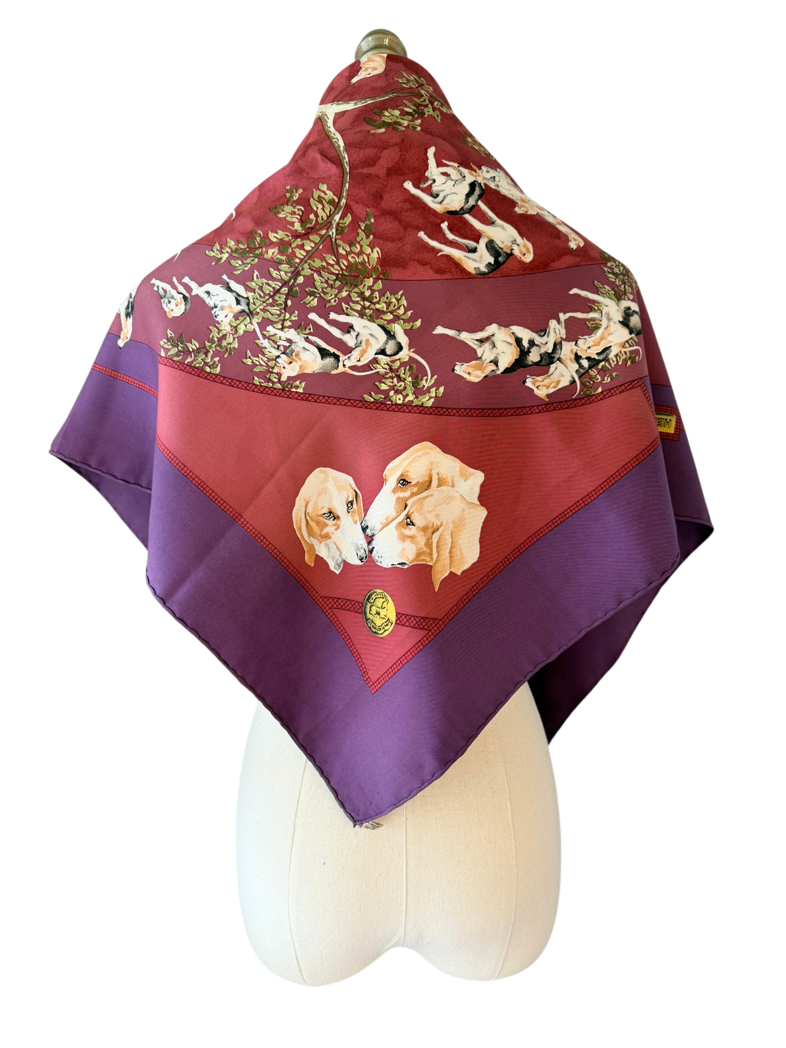 1984 Authentic Hermès “Le Poitevin” Silk Scarf by Hubert de Watrigant