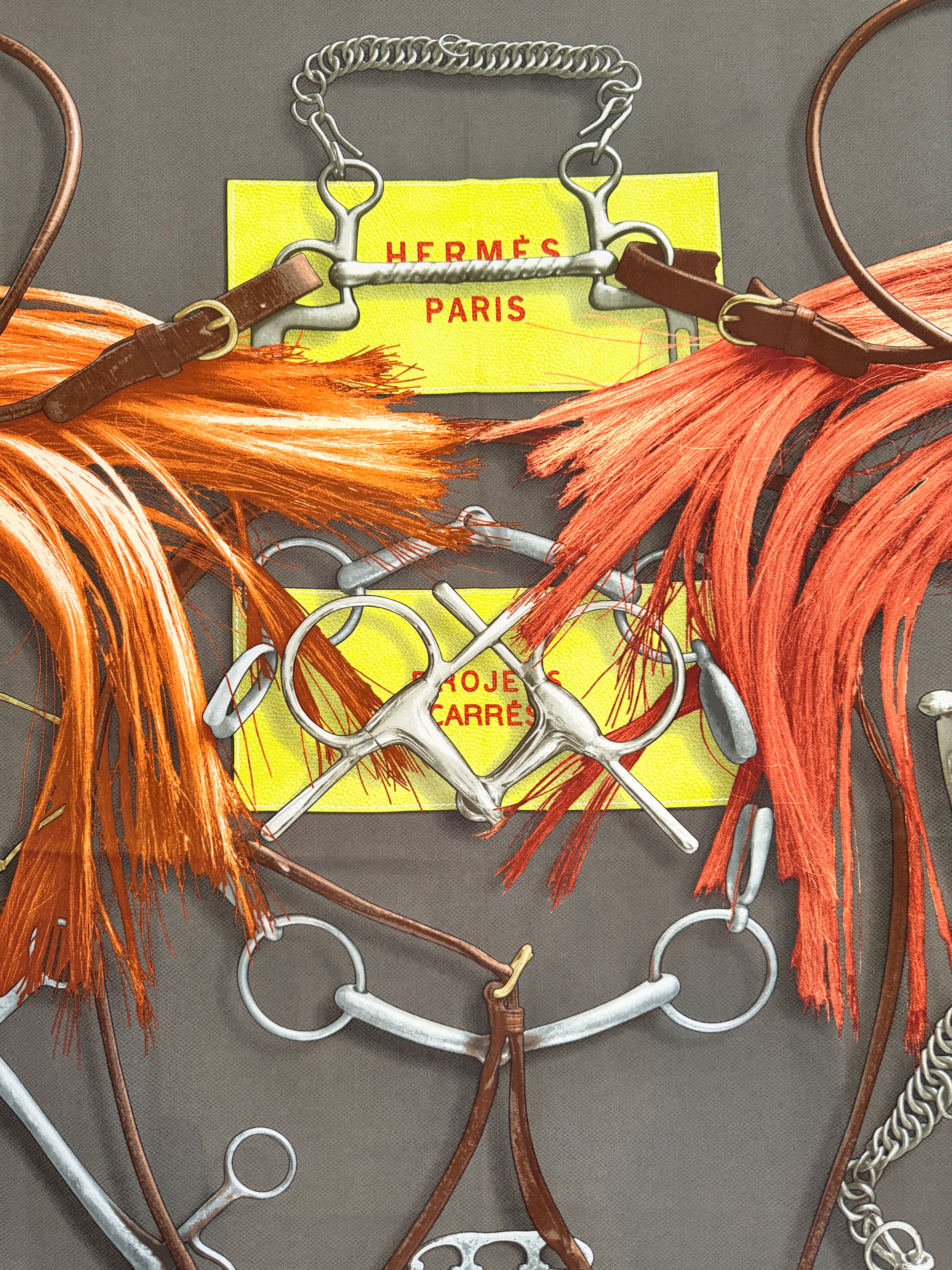 Hermès “Projets Carrés” Silk Equestrian Scarf by Henri d’Origny