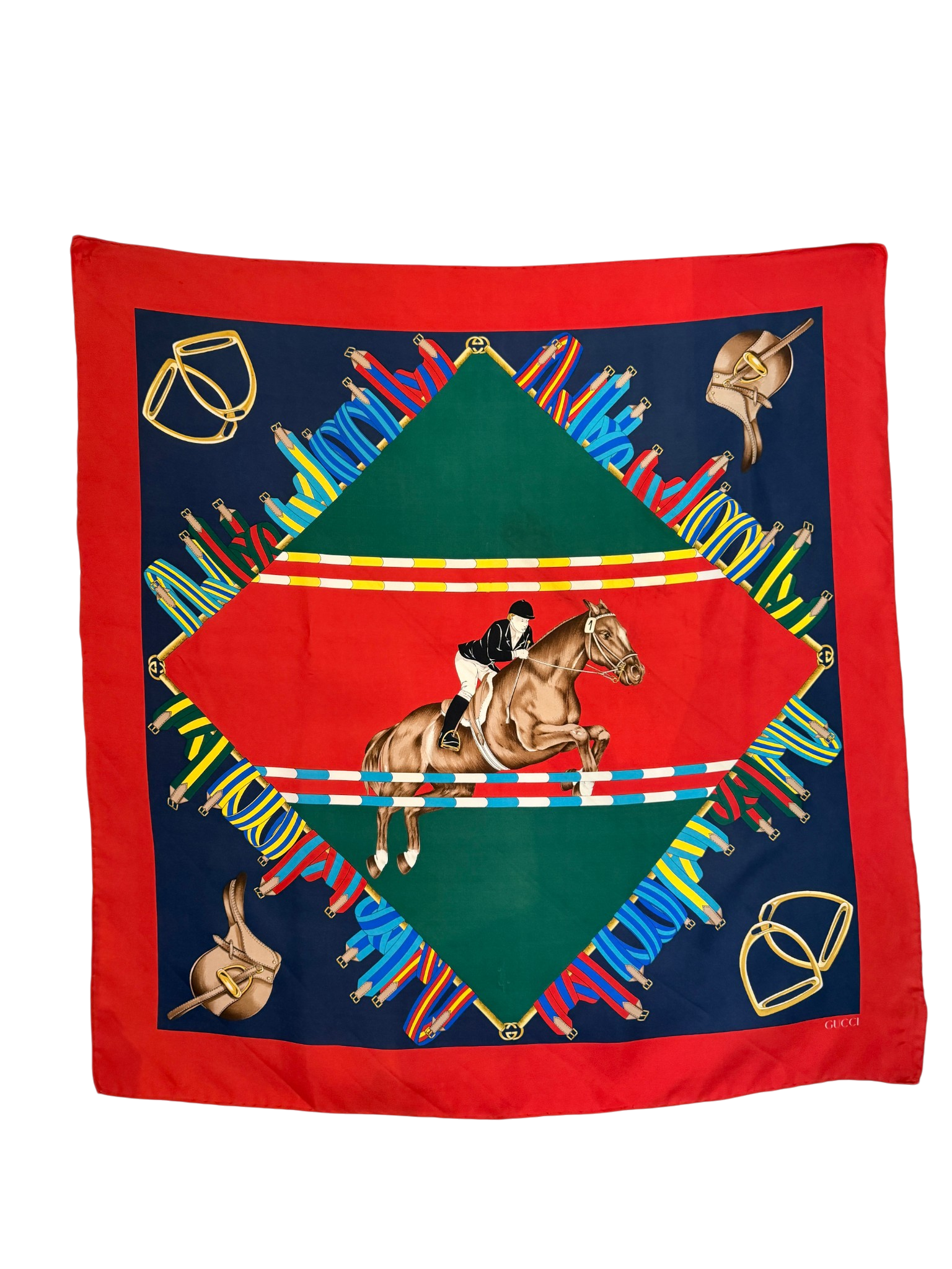 Gucci Equestrian Silk Scarf with Horse & Rider