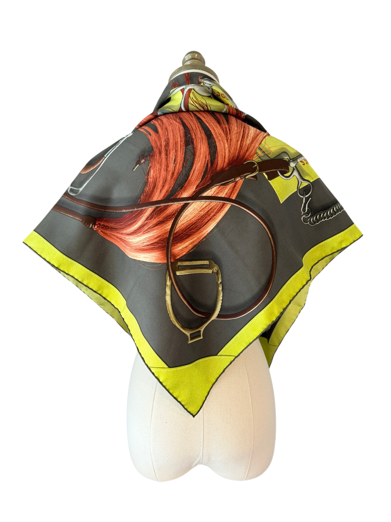 Hermès “Projets Carrés” Silk Equestrian Scarf by Henri d’Origny