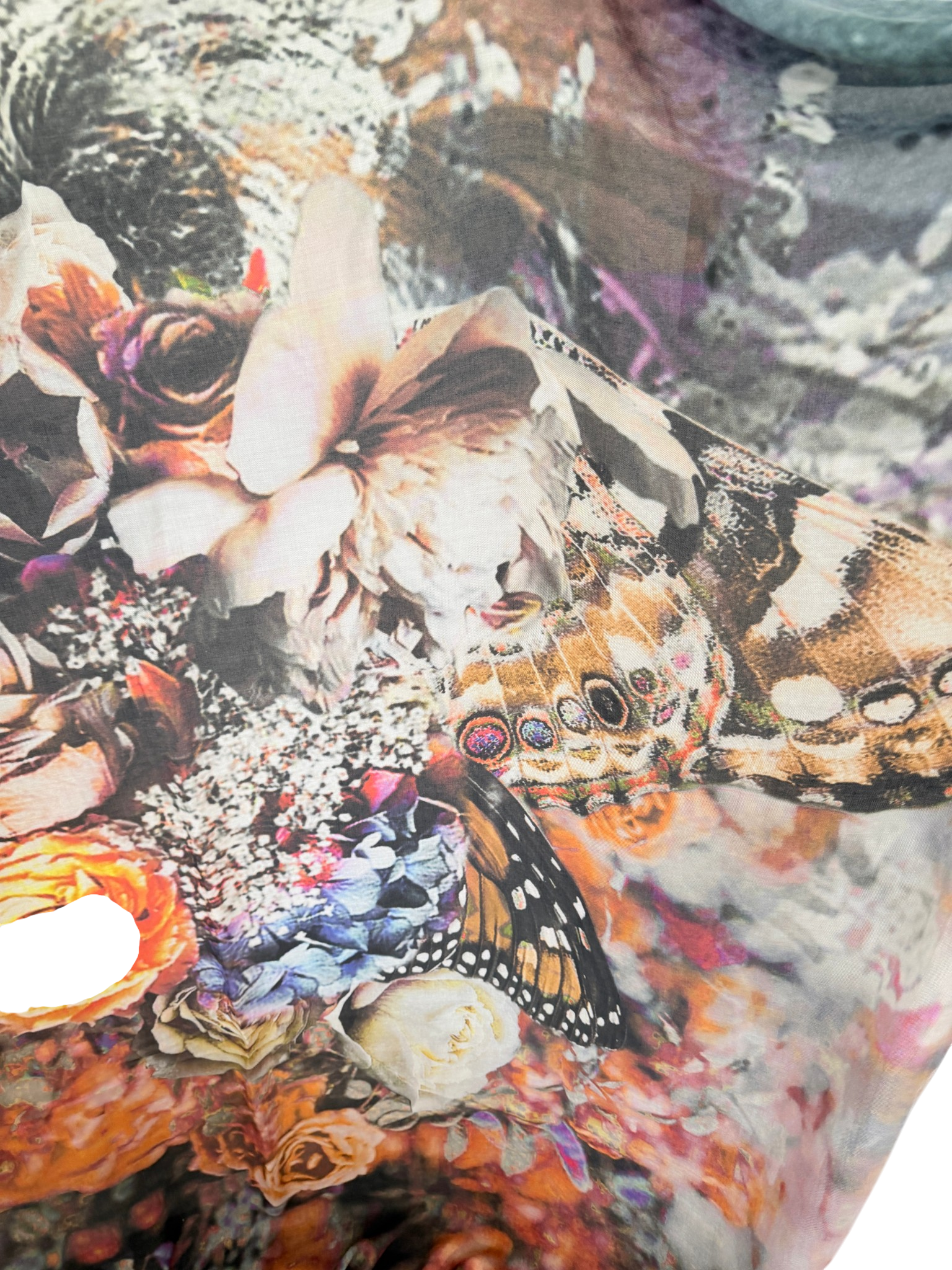 Lily & Lionel Cashmere Pashmina Shawl with Lion, Floral & Butterfly Print