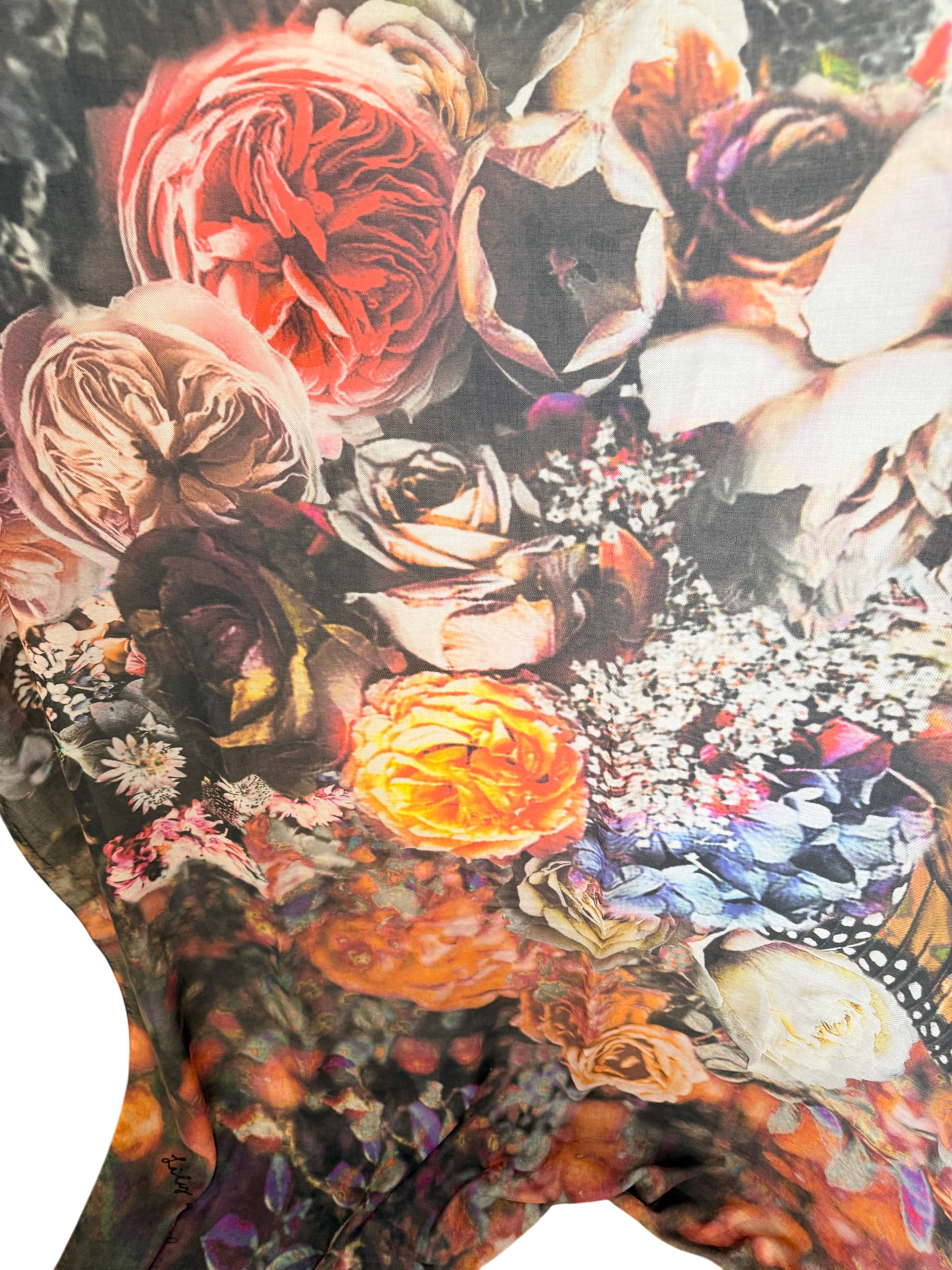 Lily & Lionel Cashmere Pashmina Shawl with Lion, Floral & Butterfly Print