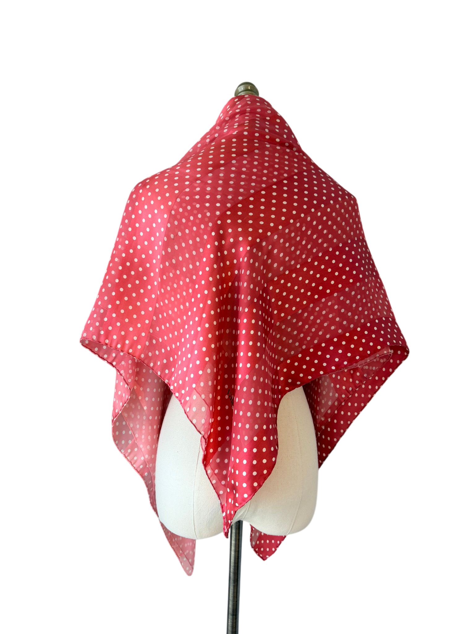 Valentino Pink & White Polka Dot Silk Shawl