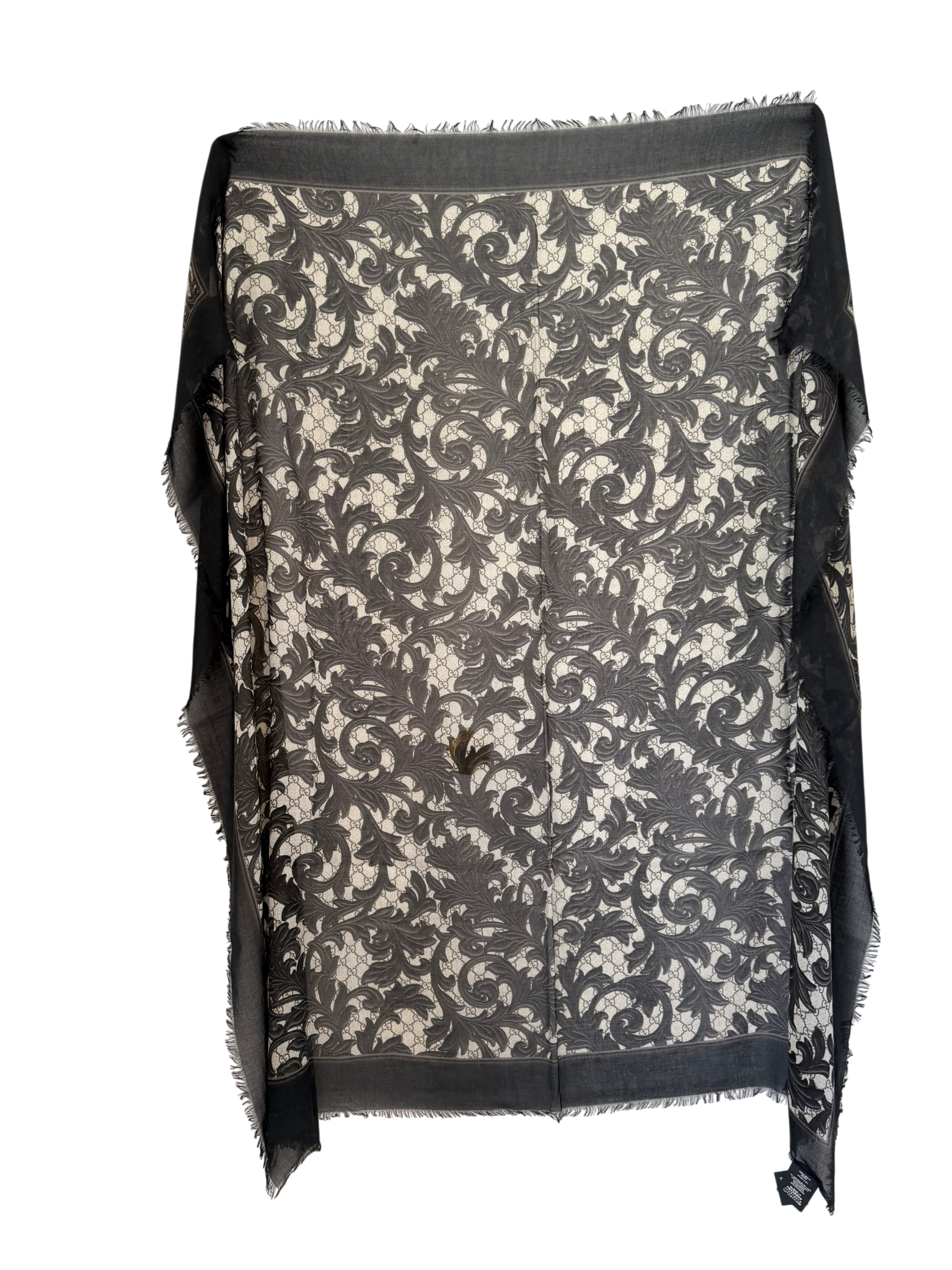 Gucci Baroque Double G Silk & Cashmere Shawl with Trellis Design