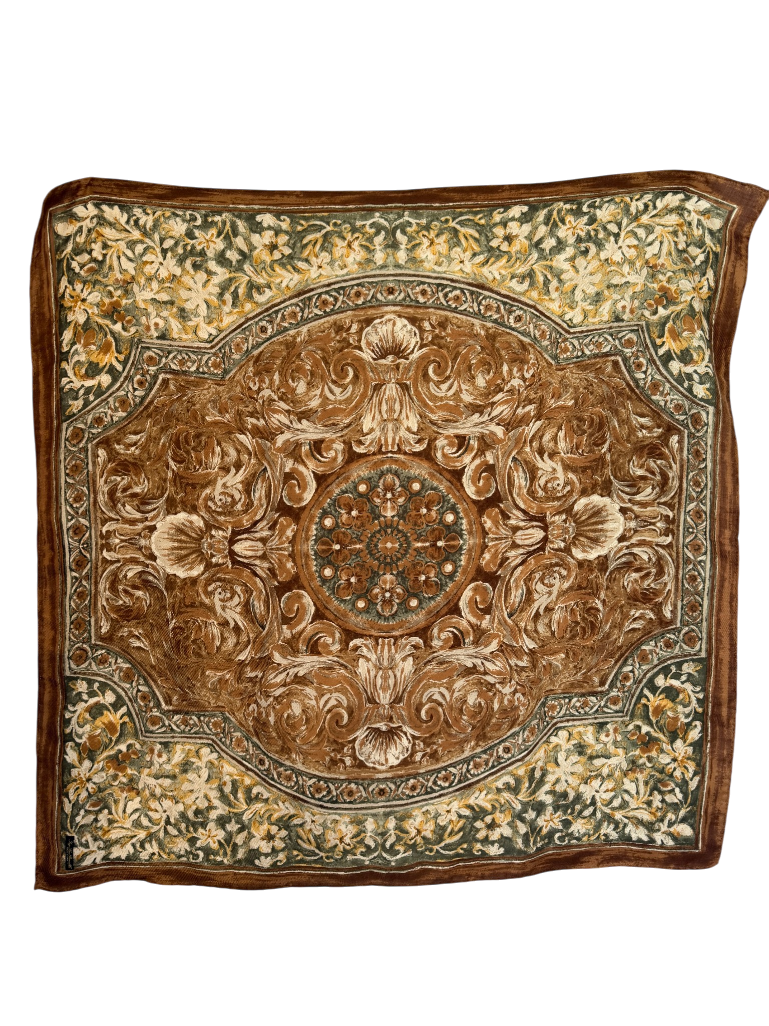 Loro Piana Cashmere/Silk Baroque Scarf in Brown and Green