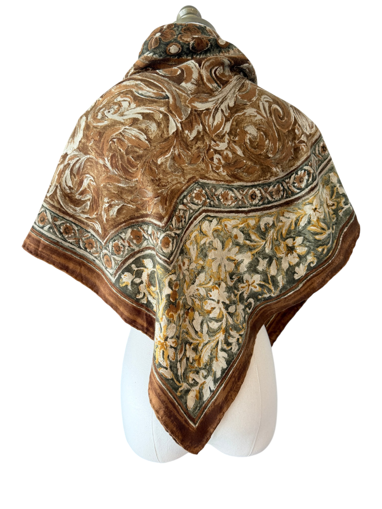 Loro Piana Cashmere/Silk Baroque Scarf in Brown and Green