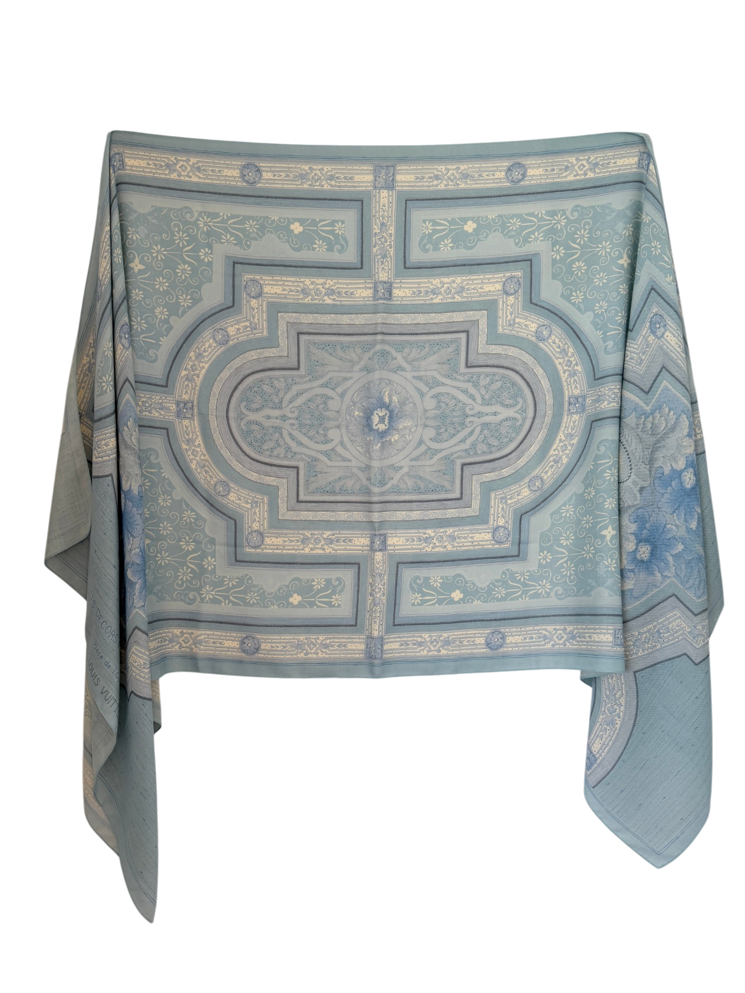 Louis Vuitton “Les Décors Parisiens au XIXe Siècle” Pale Blue Silk Shawl