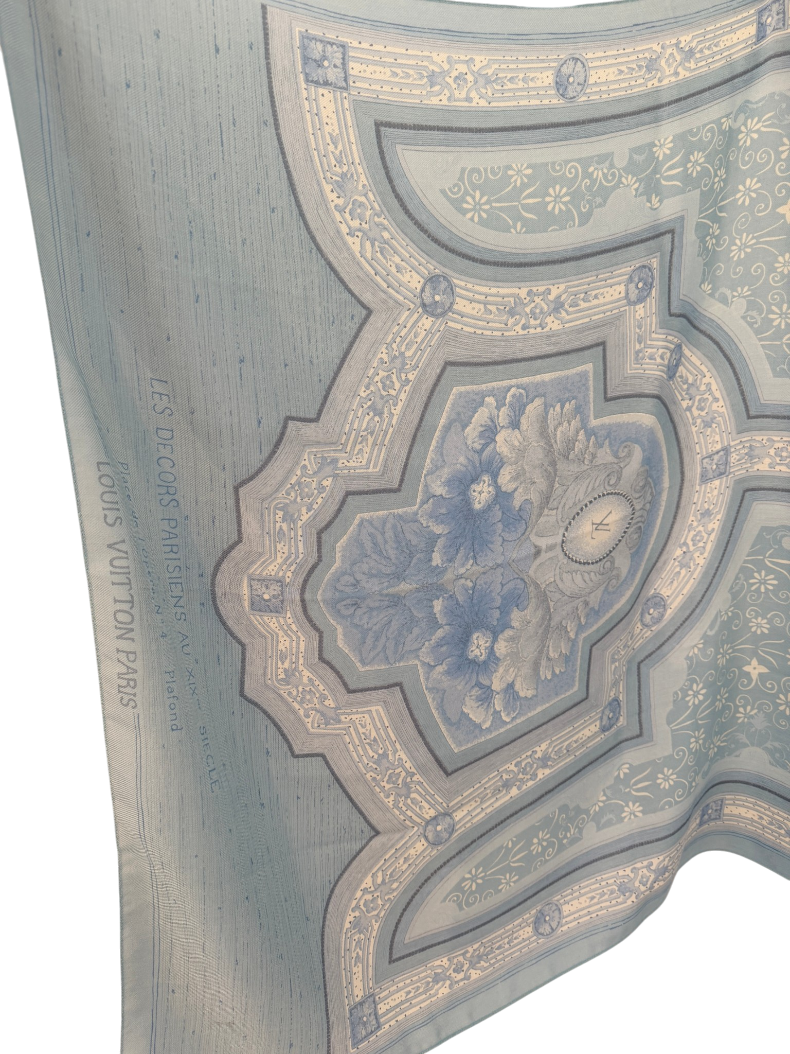 Louis Vuitton “Les Décors Parisiens au XIXe Siècle” Pale Blue Silk Shawl