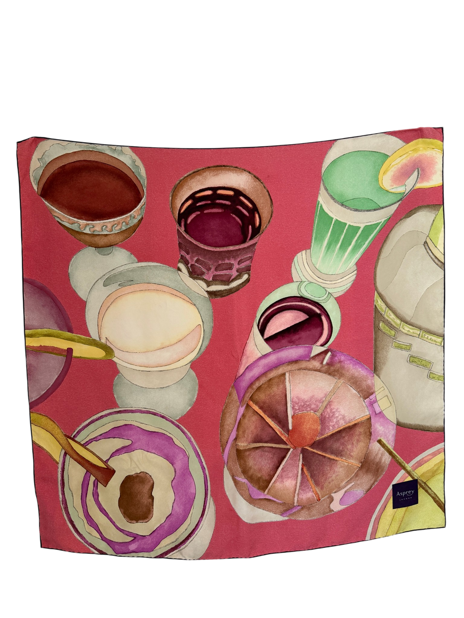 Asprey London Silk “Tea Cups” Scarf