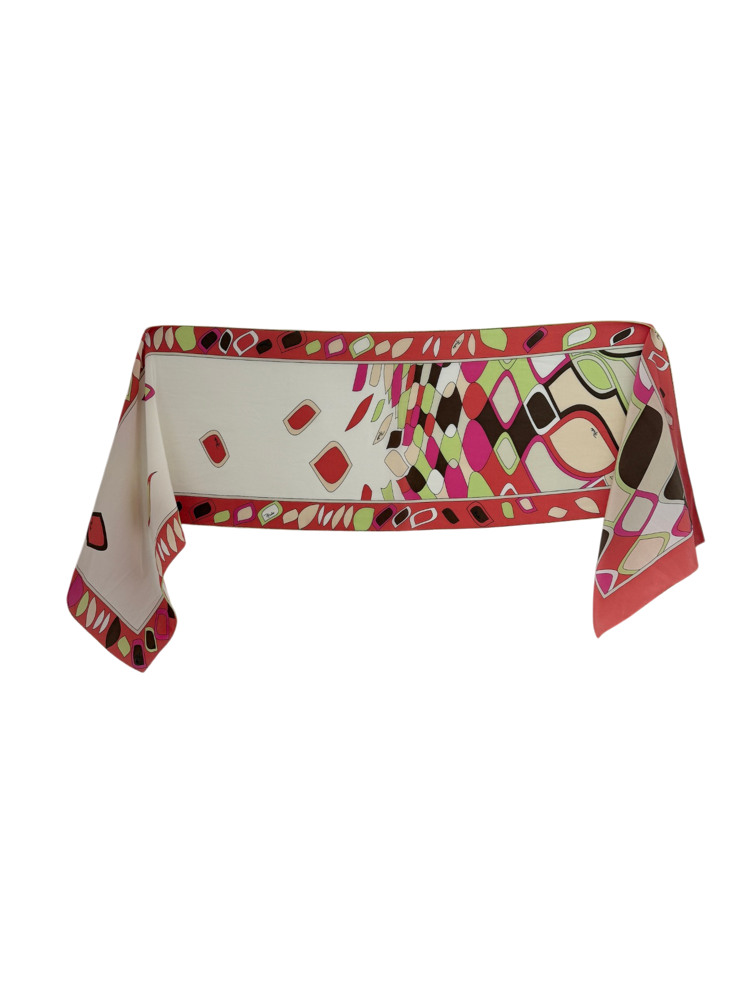 1980s Emilio Pucci Silk Oblong Geometric Print Scarf