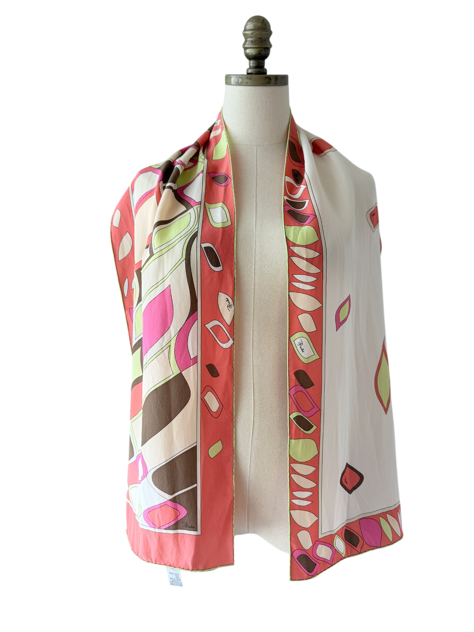 1980s Emilio Pucci Silk Oblong Geometric Print Scarf