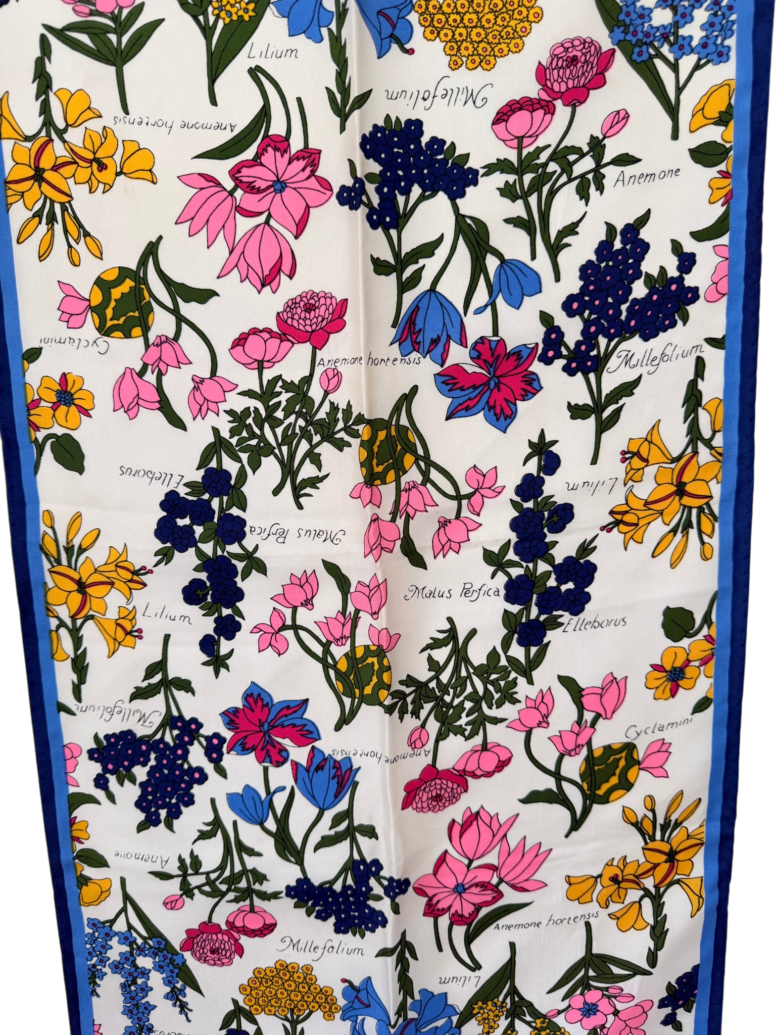 1980s Diane Von Furstenberg Oblong Ivory Silk Floral Scarf
