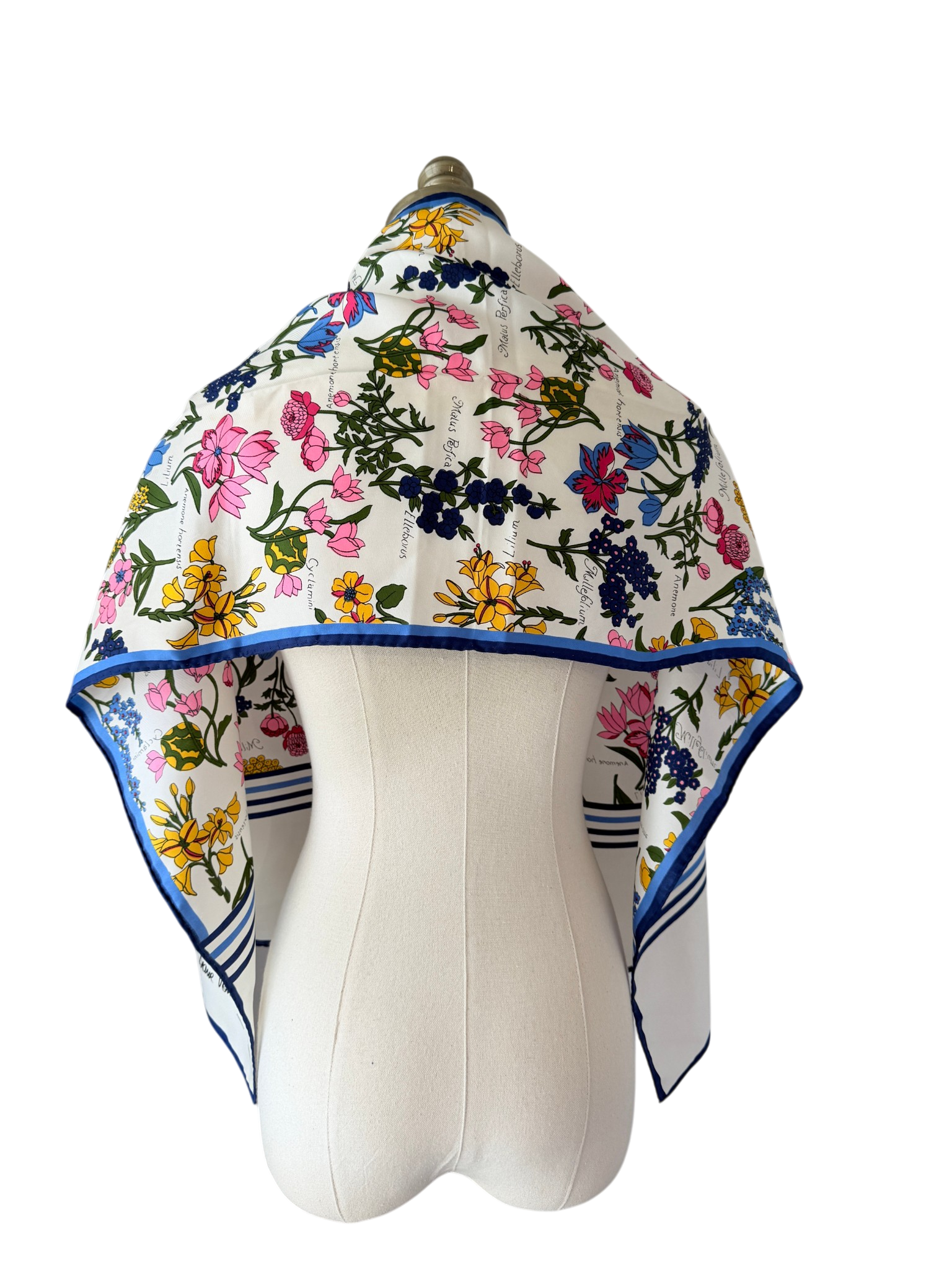1980s Diane Von Furstenberg Oblong Ivory Silk Floral Scarf