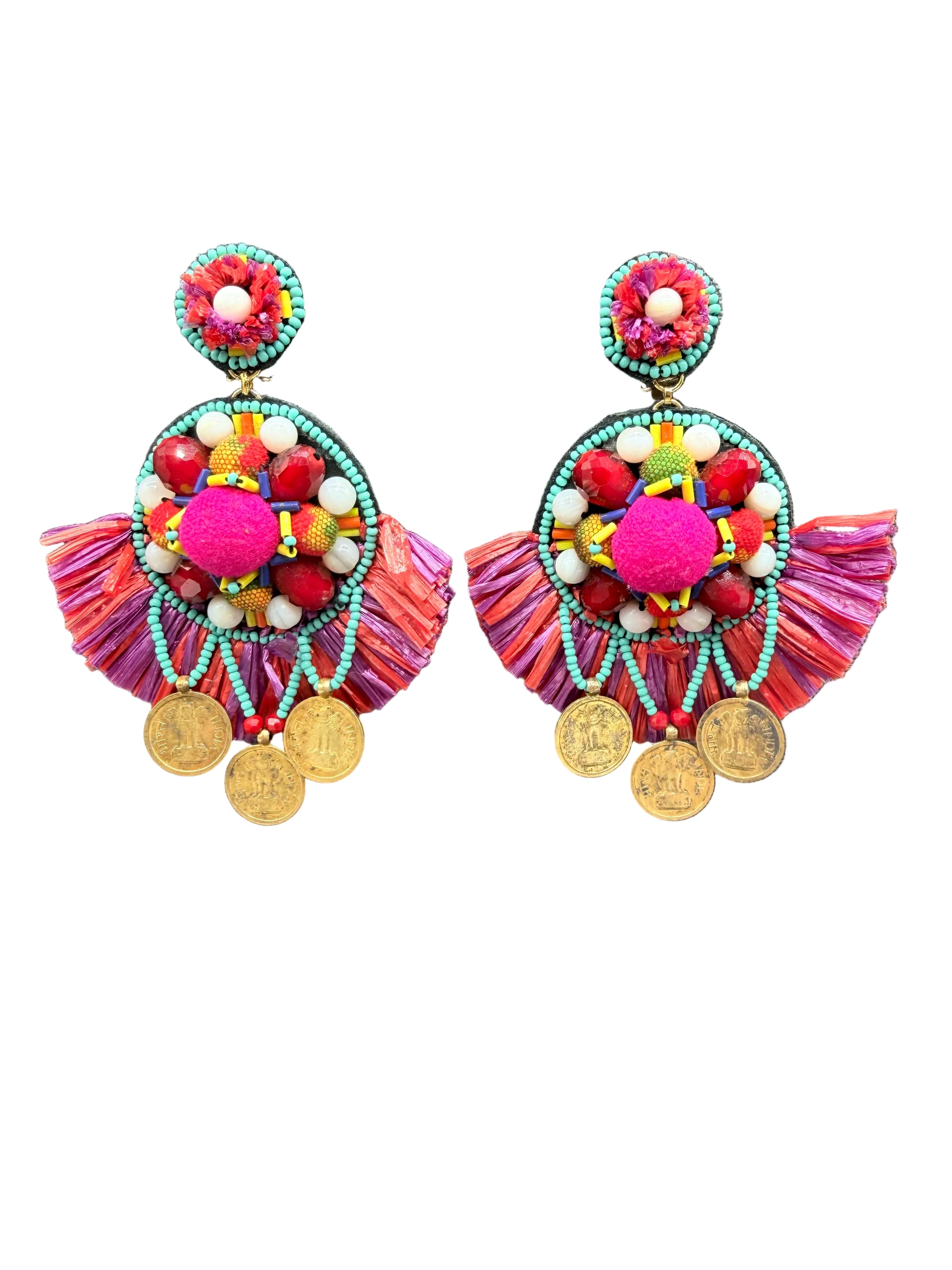 Ranjana Khan mixed media colorful earrings