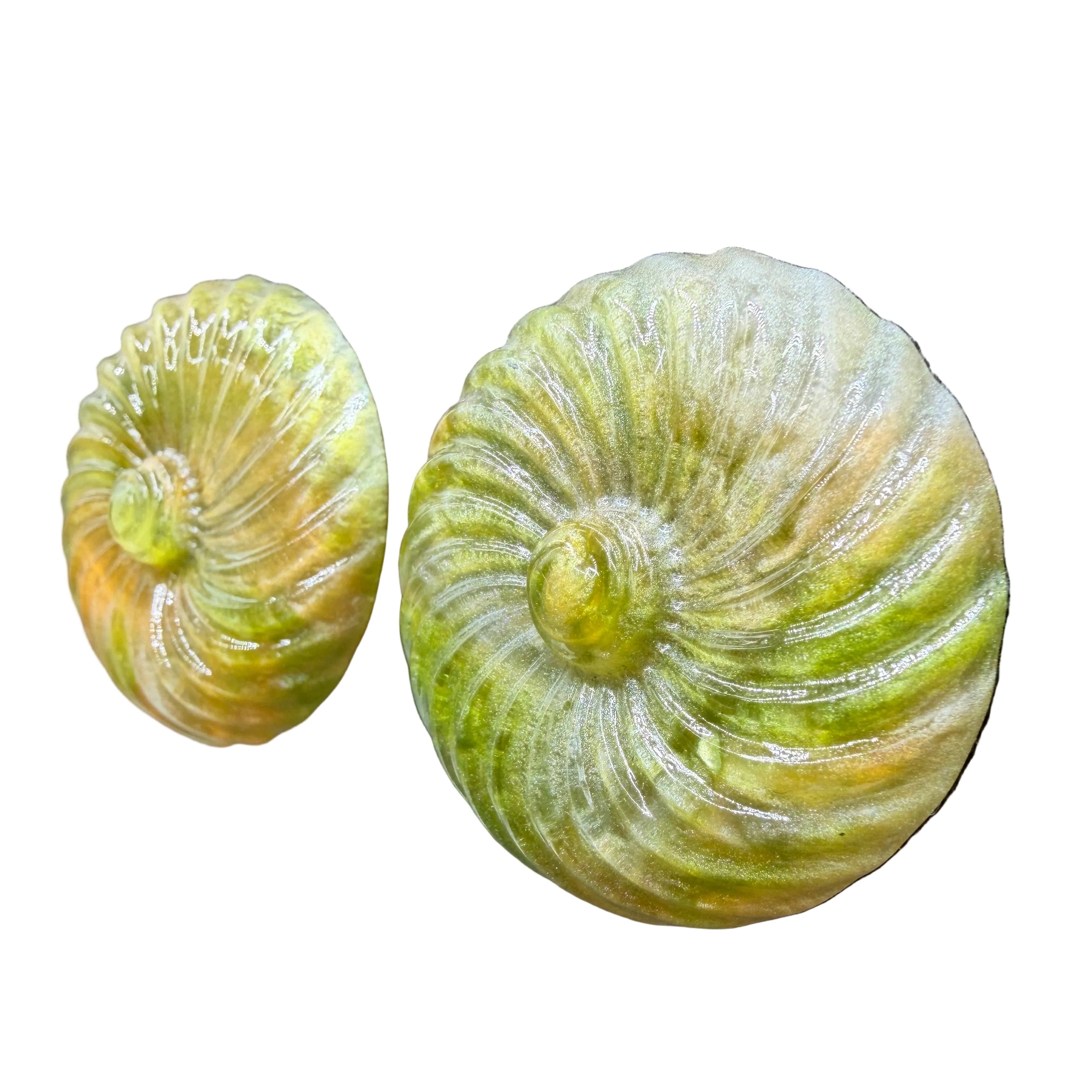 1970s Lemon & Lime Lucite Swirl Disc Clip Earrings