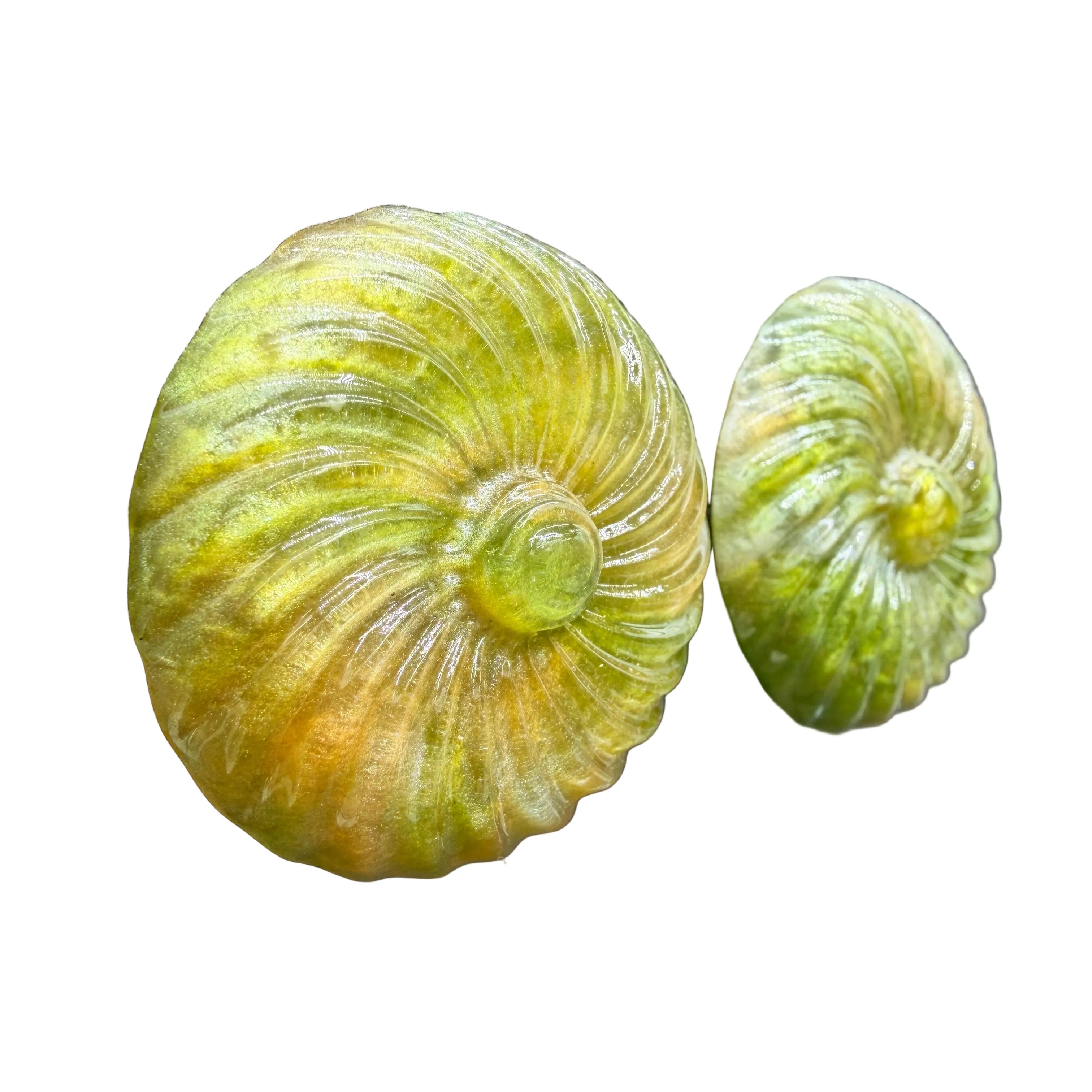 1970s Lemon & Lime Lucite Swirl Disc Clip Earrings
