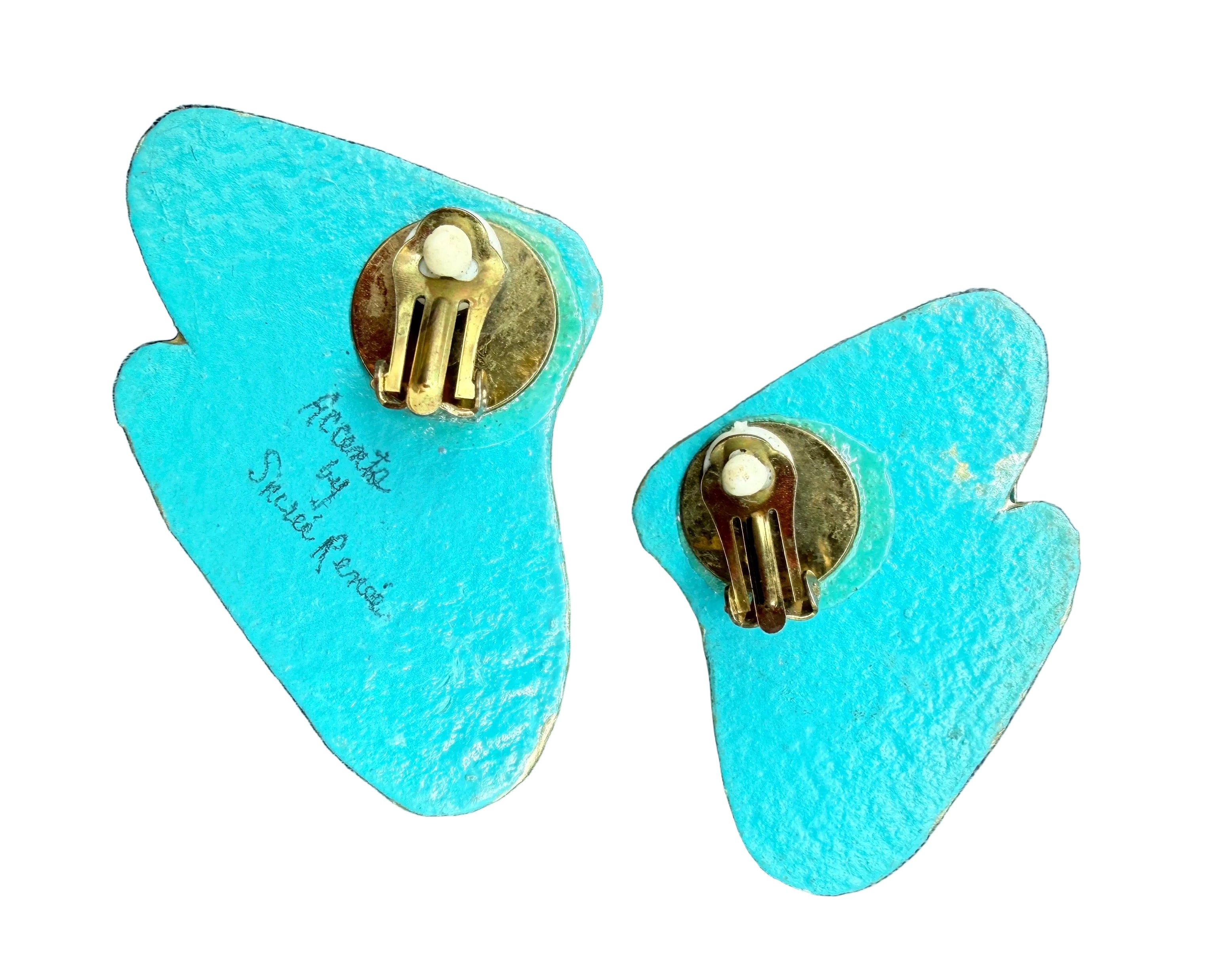1980s Accents by Sircree René Artisan Mixed Media Earrings with Gem Accents