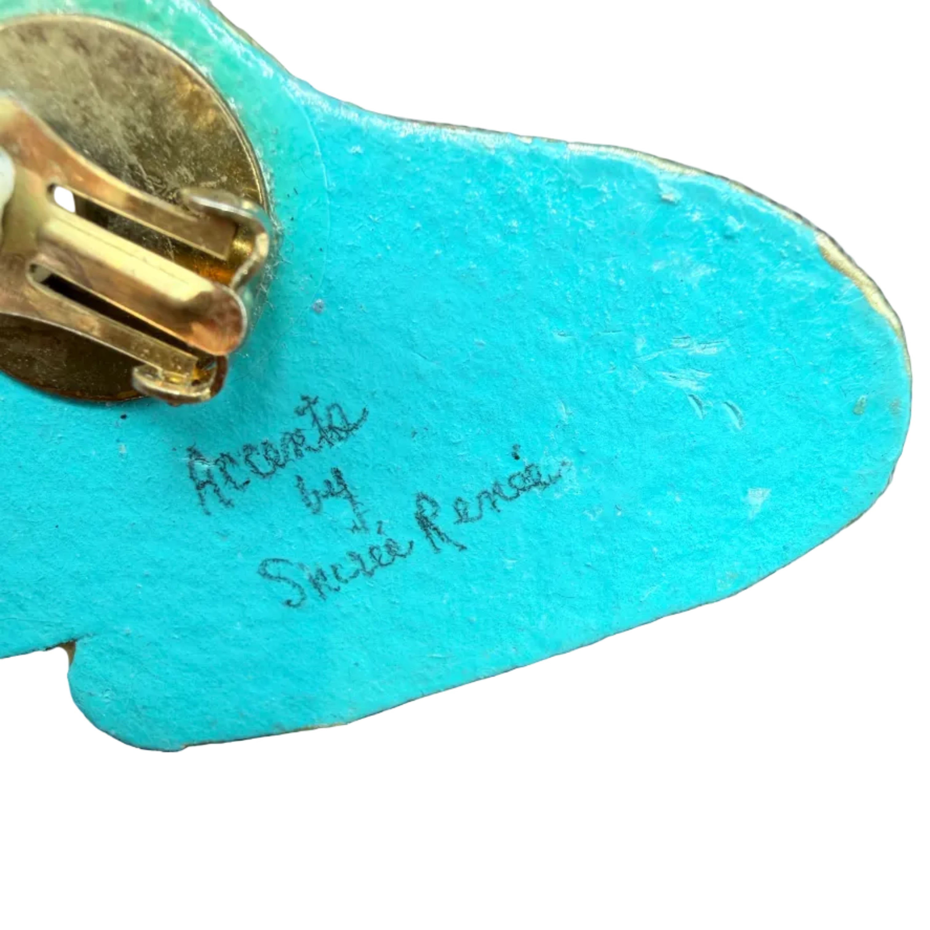 1980s Accents by Sircree René Artisan Mixed Media Earrings with Gem Accents