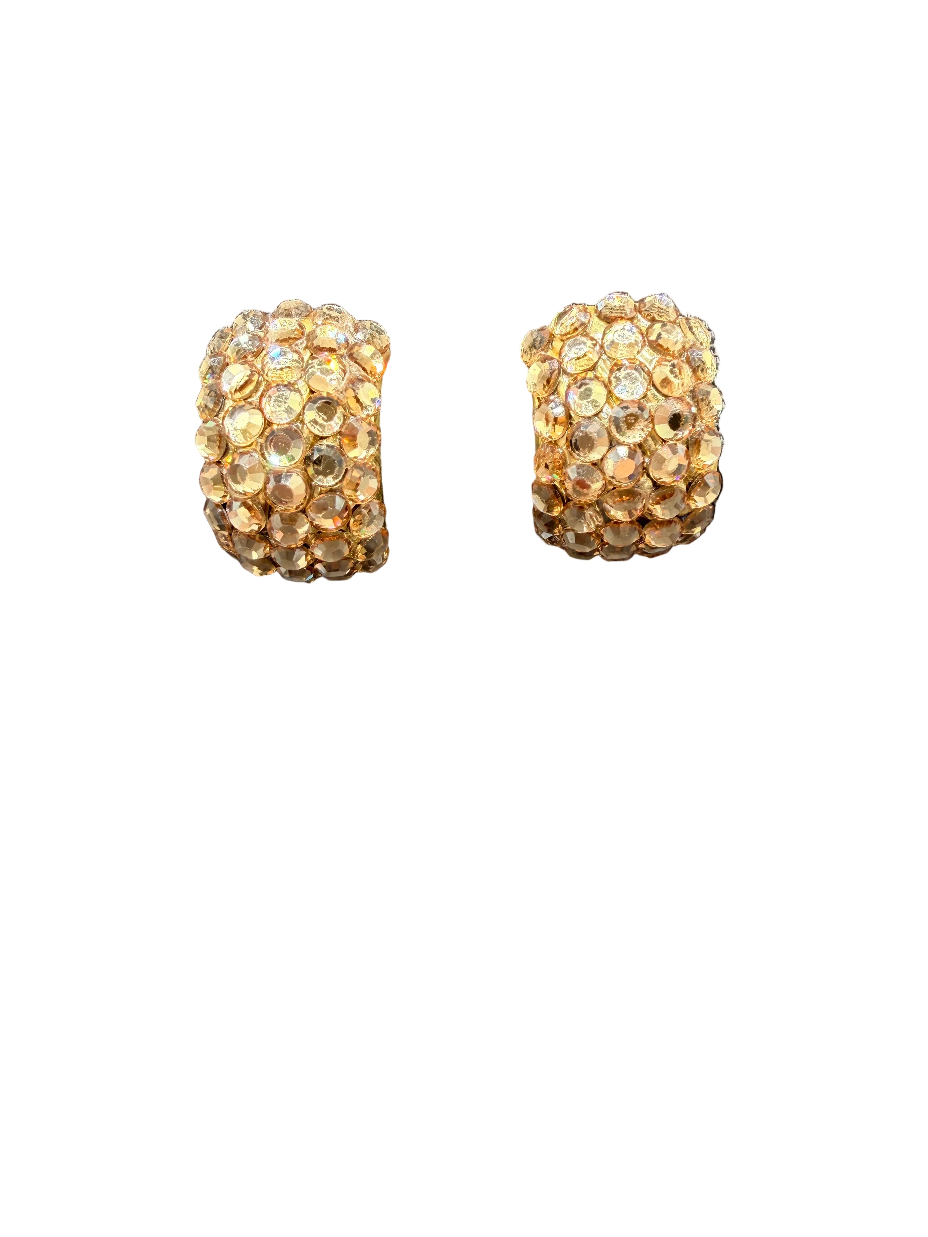 1960s Half-Hoop Amber Rhinestone Clip Earrings