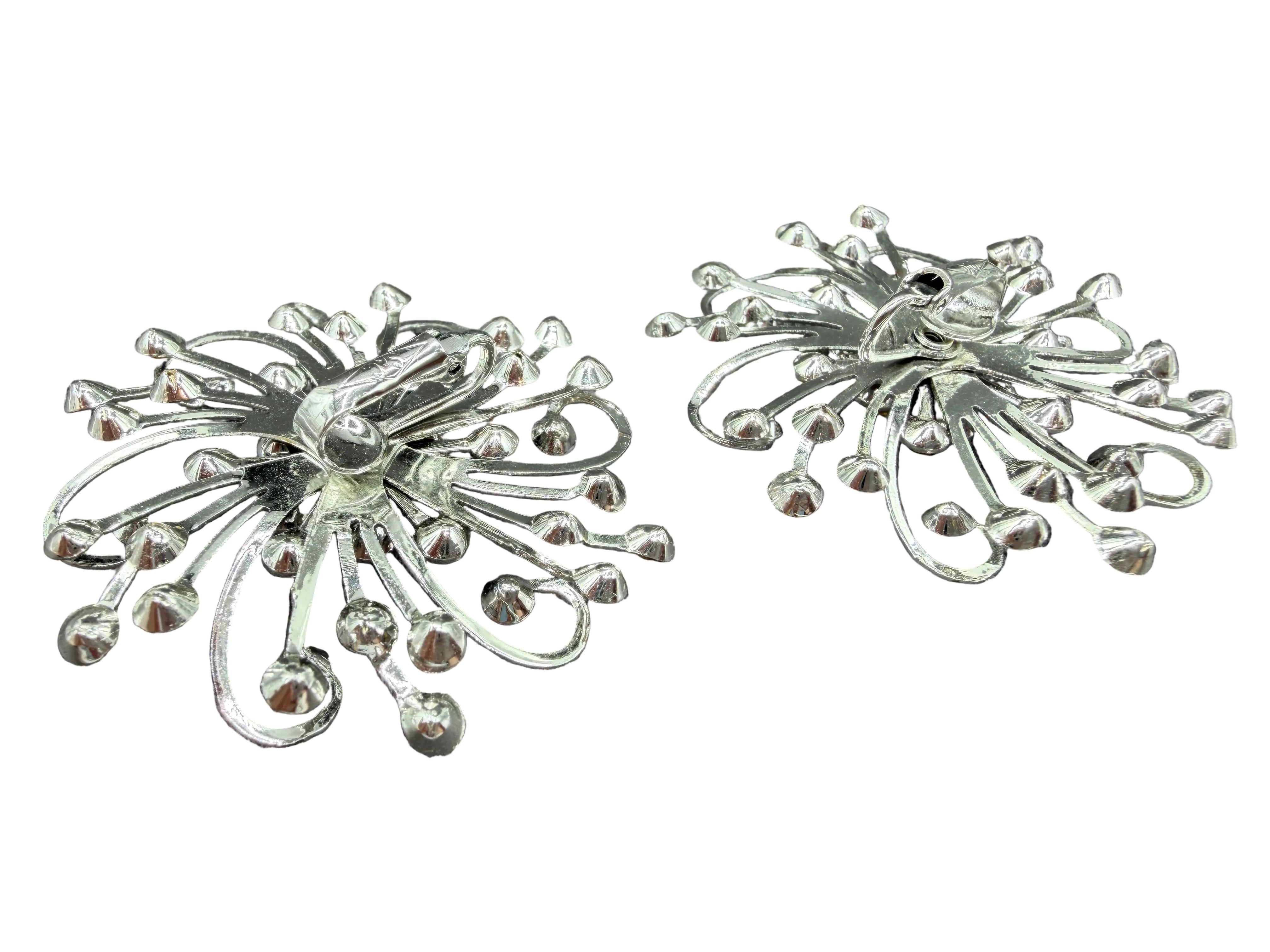 1950s Sarah Coventry Silver-Tone “Stardust” Clip Earrings with Rhinestones
