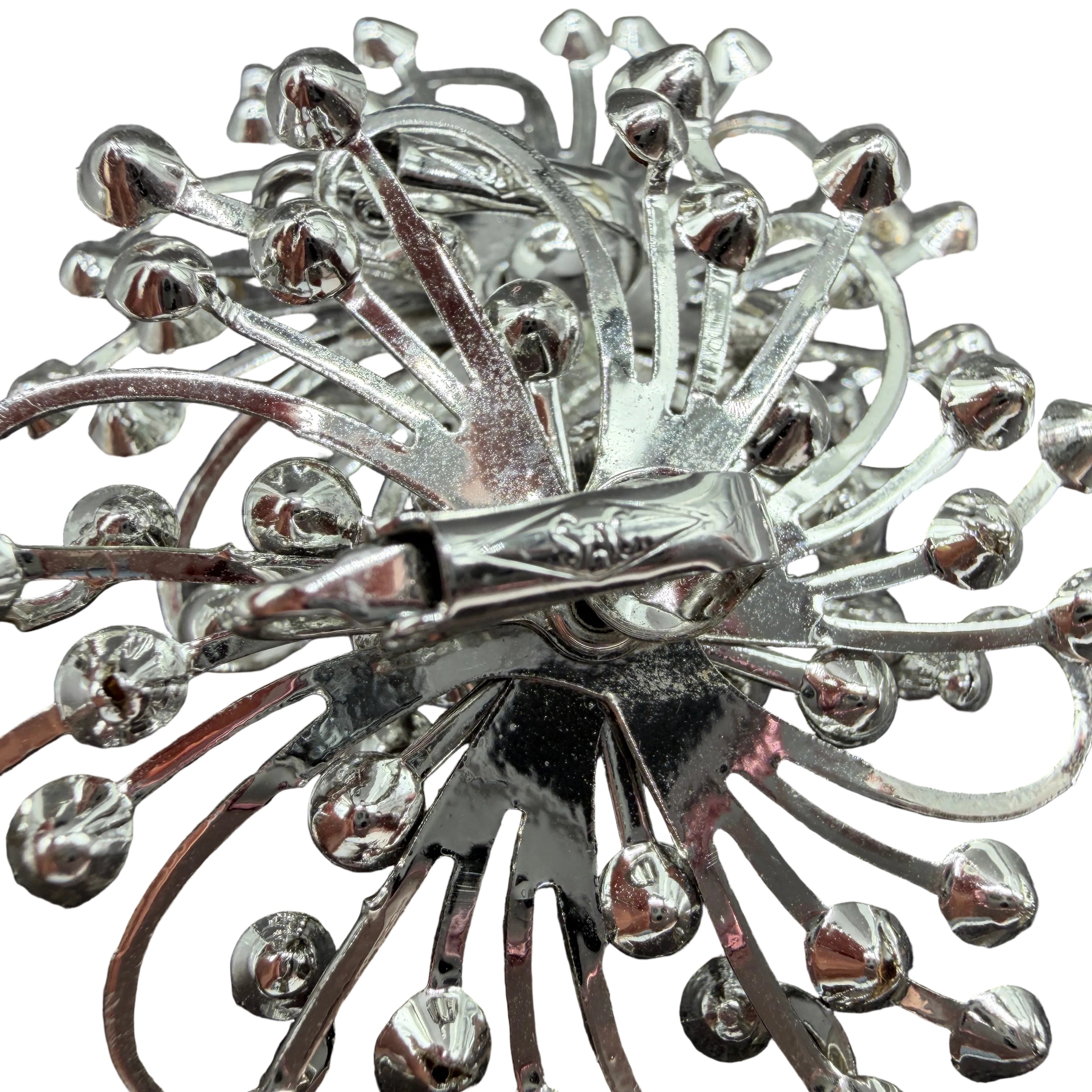 1950s Sarah Coventry Silver-Tone “Stardust” Clip Earrings with Rhinestones