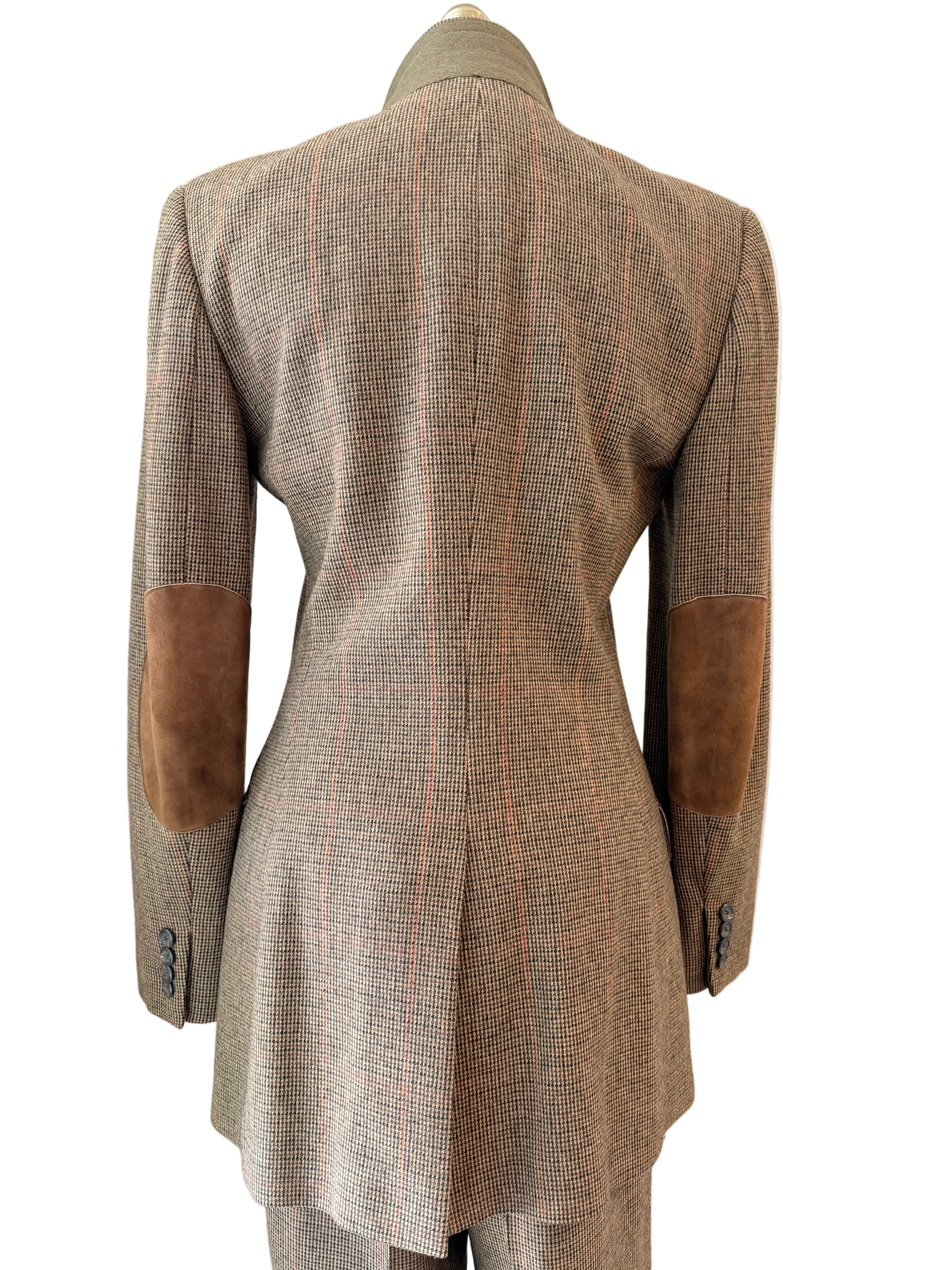 1990s Ralph Lauren Classic Collection Tweed Pant & Blazer Suit with Suede Elbow Patches